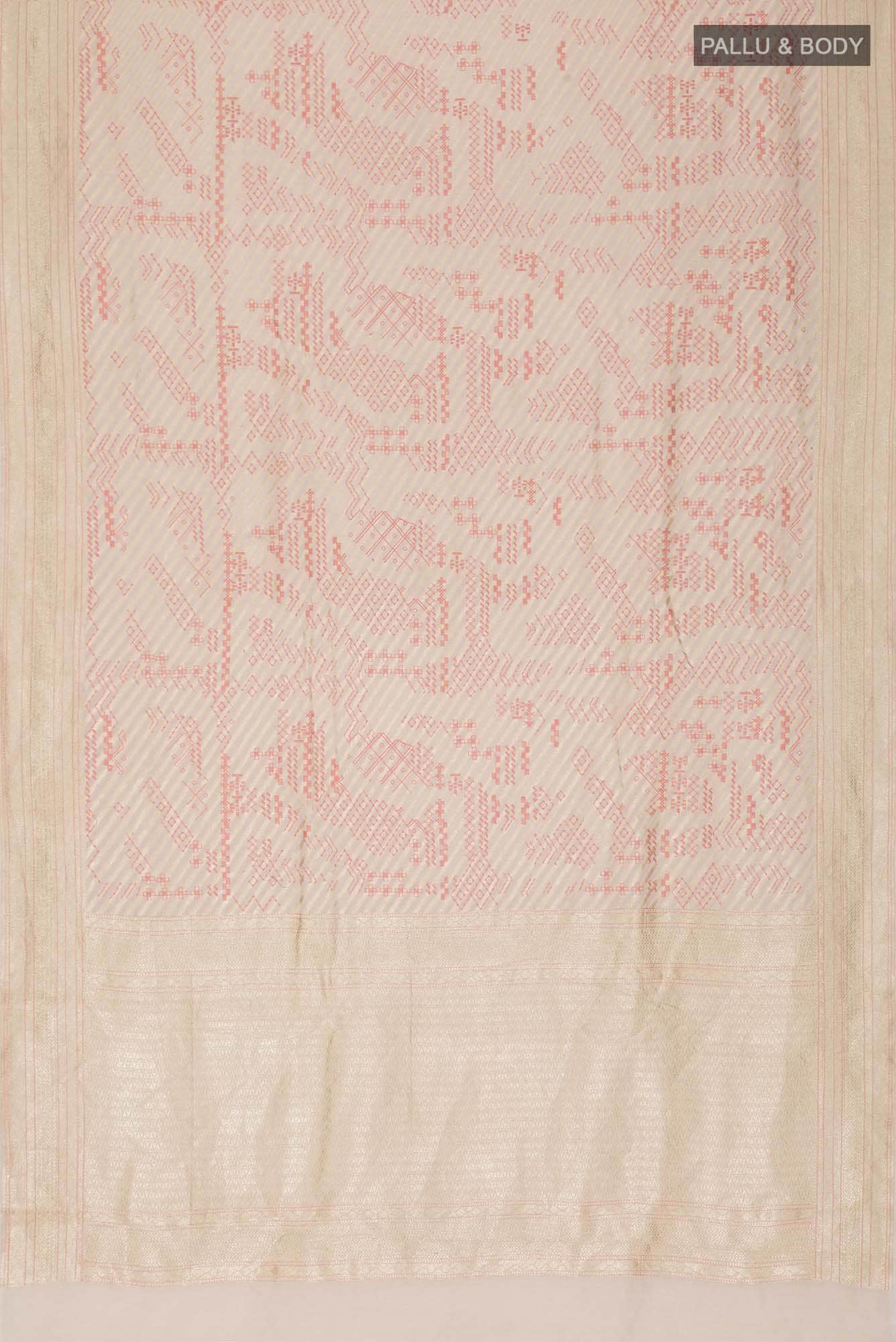 Beige Tussar Silk Saree