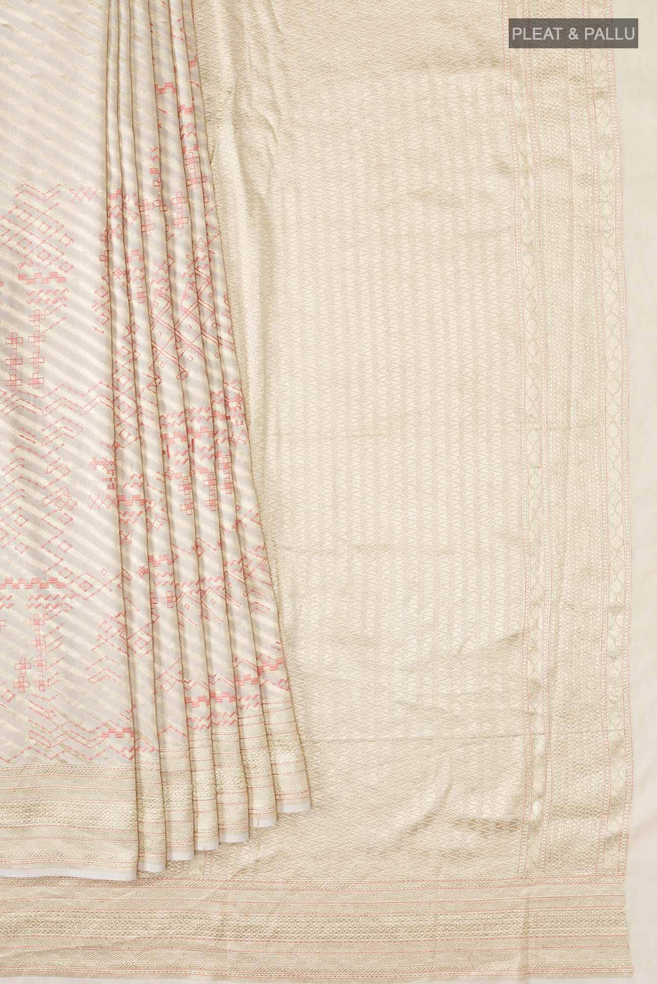 Beige Tussar Silk Saree