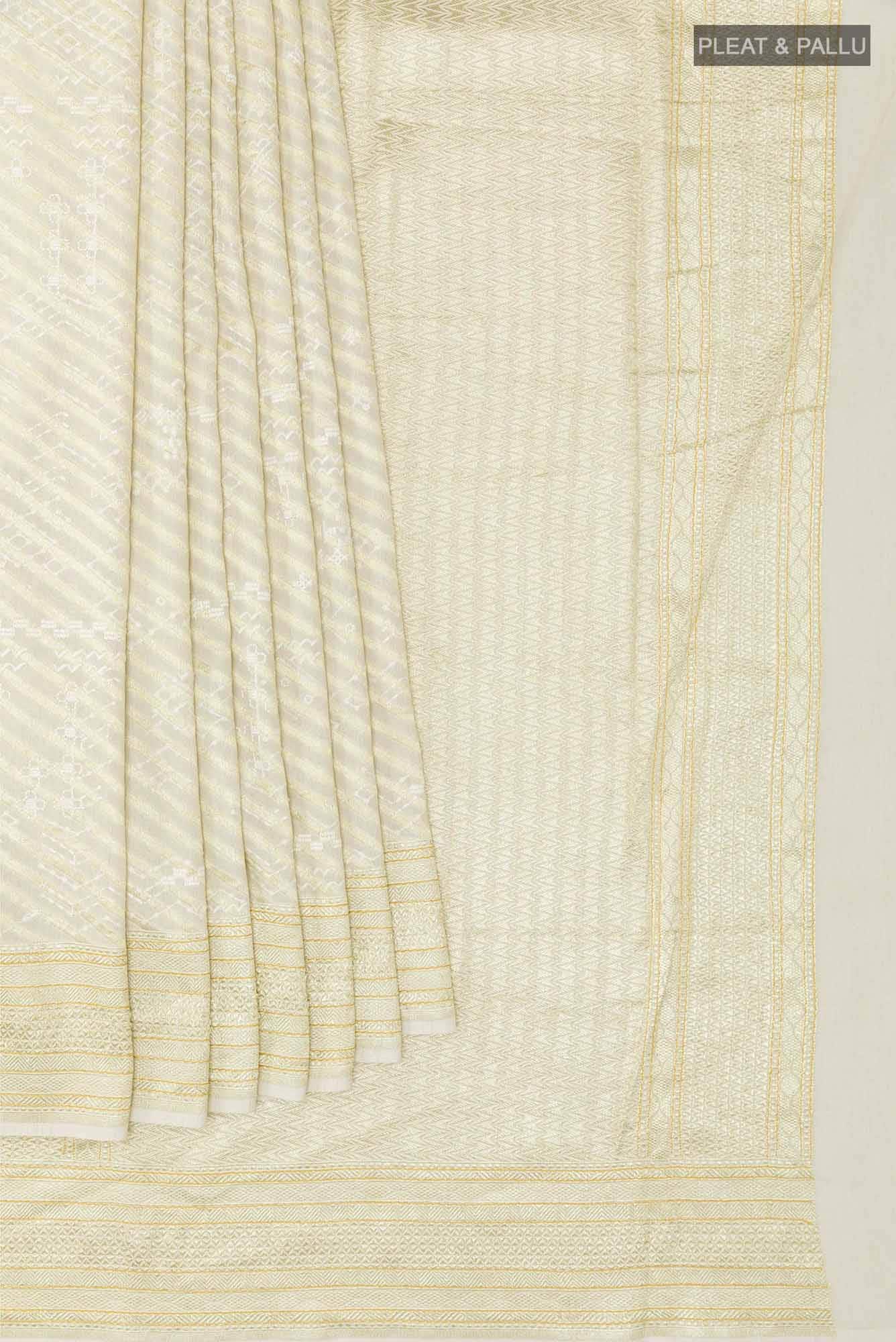 Off White Tussar Saree