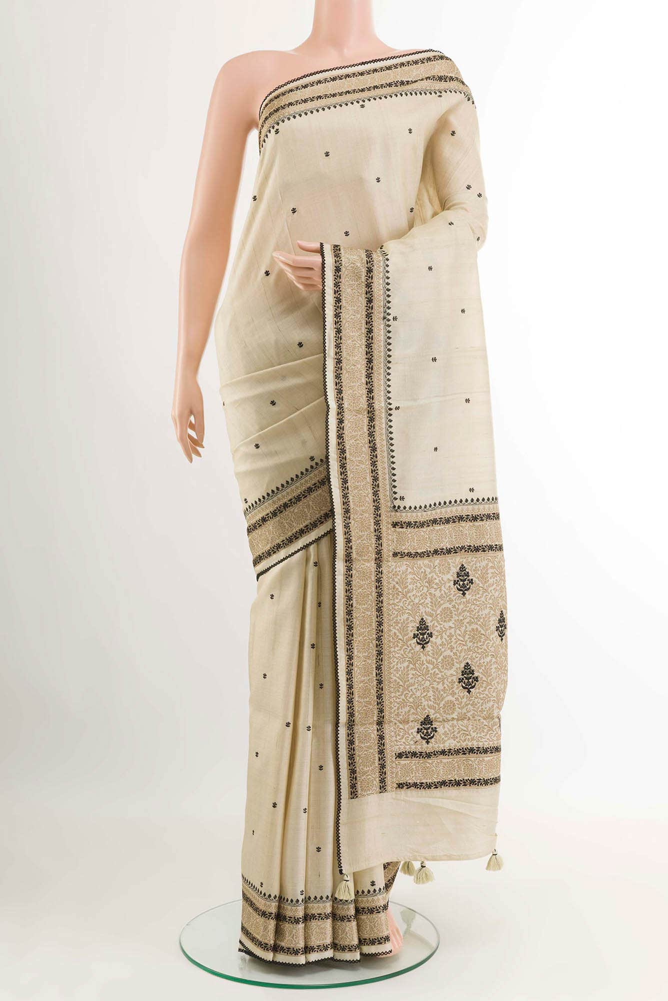 Beige Tussar Saree