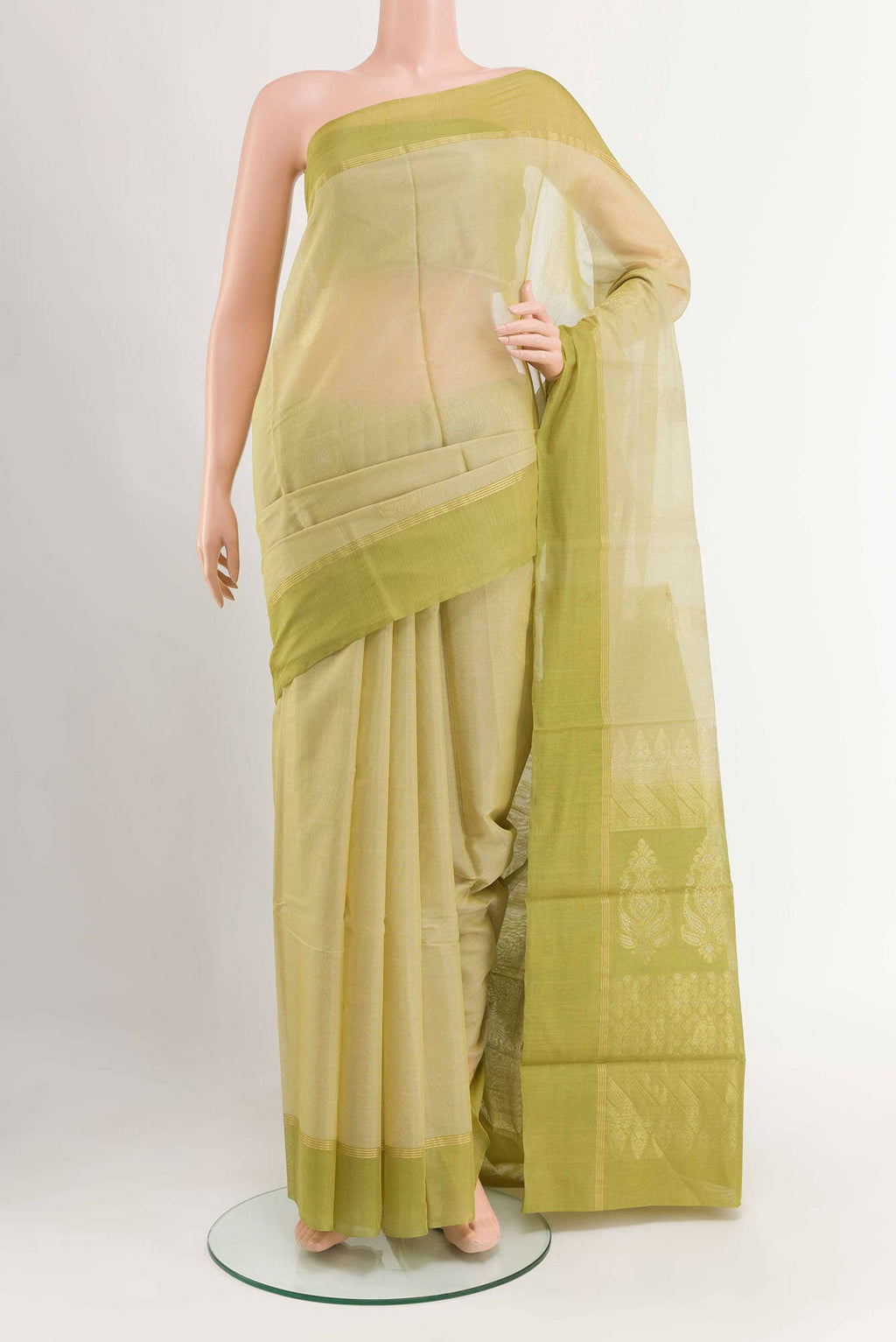 Beige Blended Kora Cotton Saree