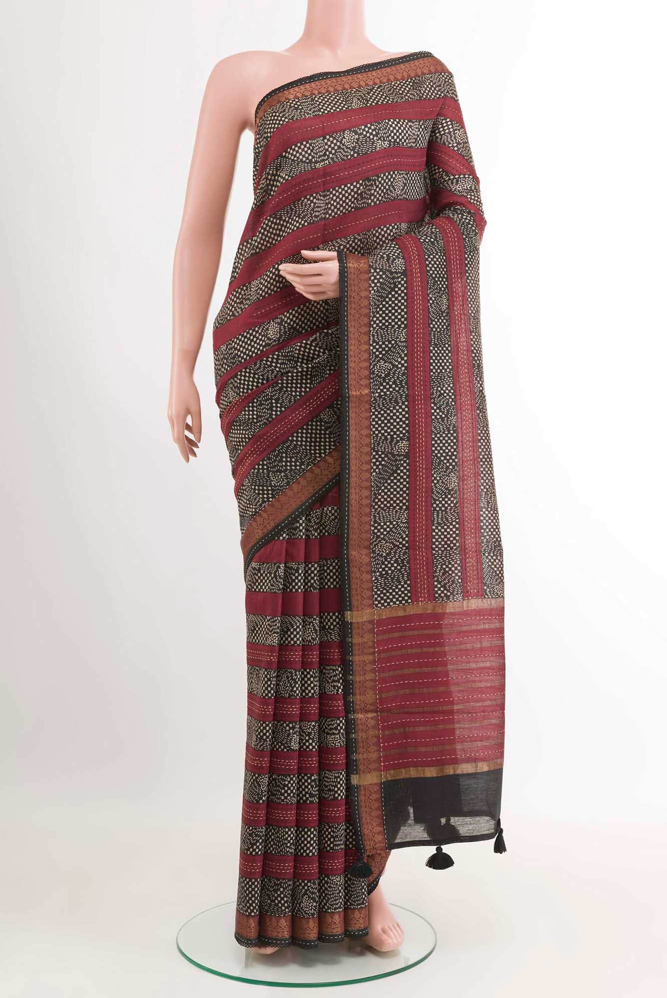 Black Tussar Saree