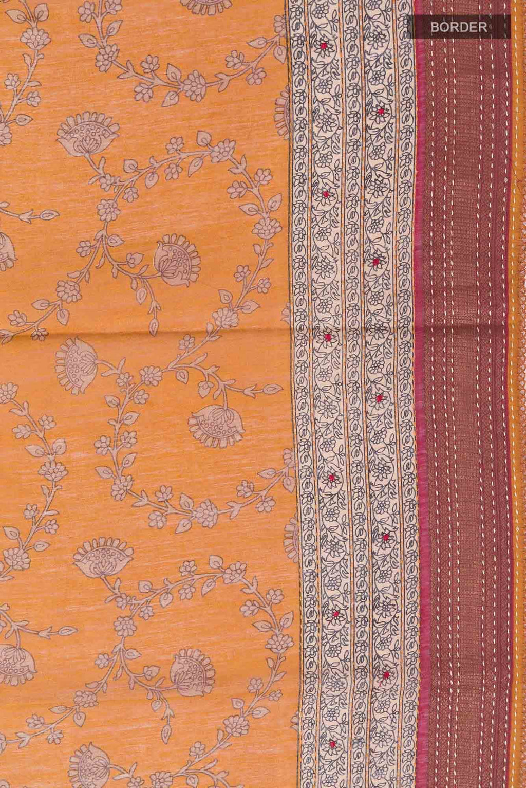 Mustard Bhagalpuri Tussar Silk Saree