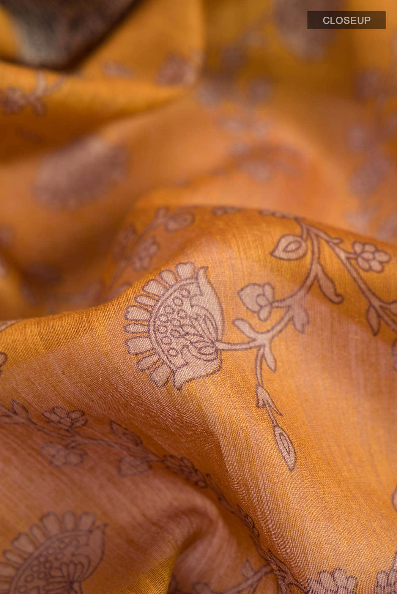 Mustard Bhagalpuri Tussar Silk Saree