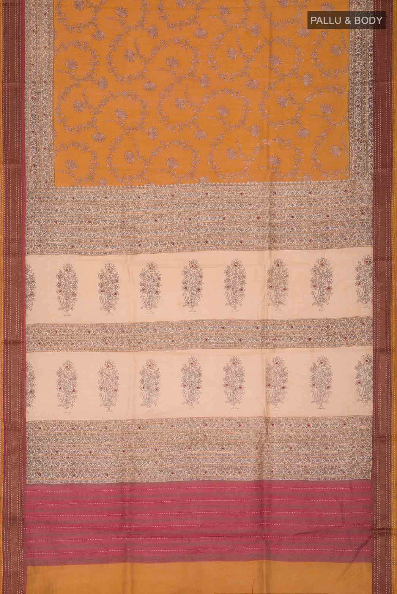 Mustard Bhagalpuri Tussar Silk Saree