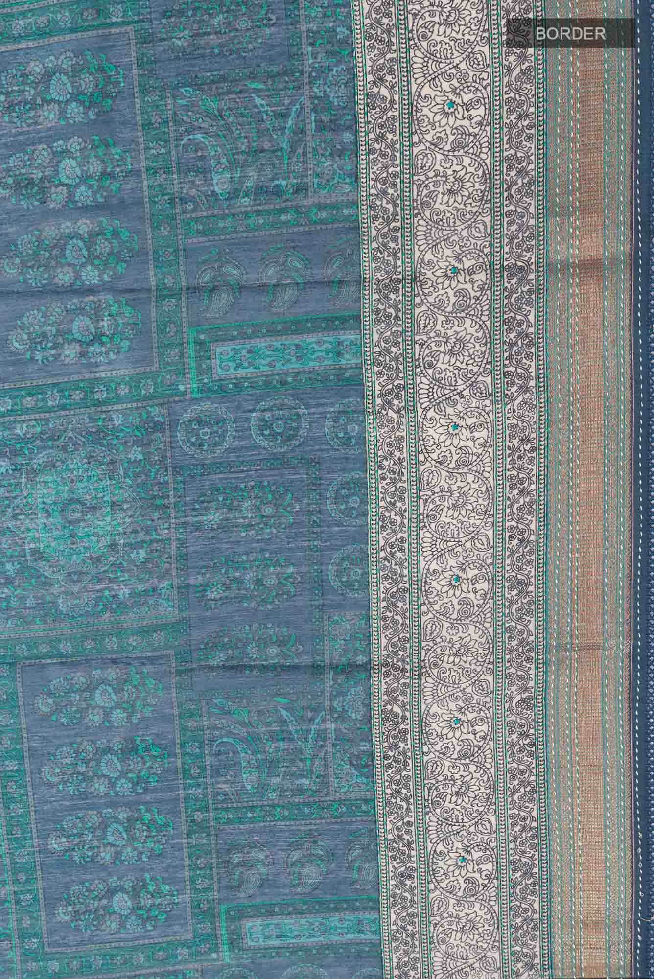 Blue Bhagalpuri Tussar Silk Saree
