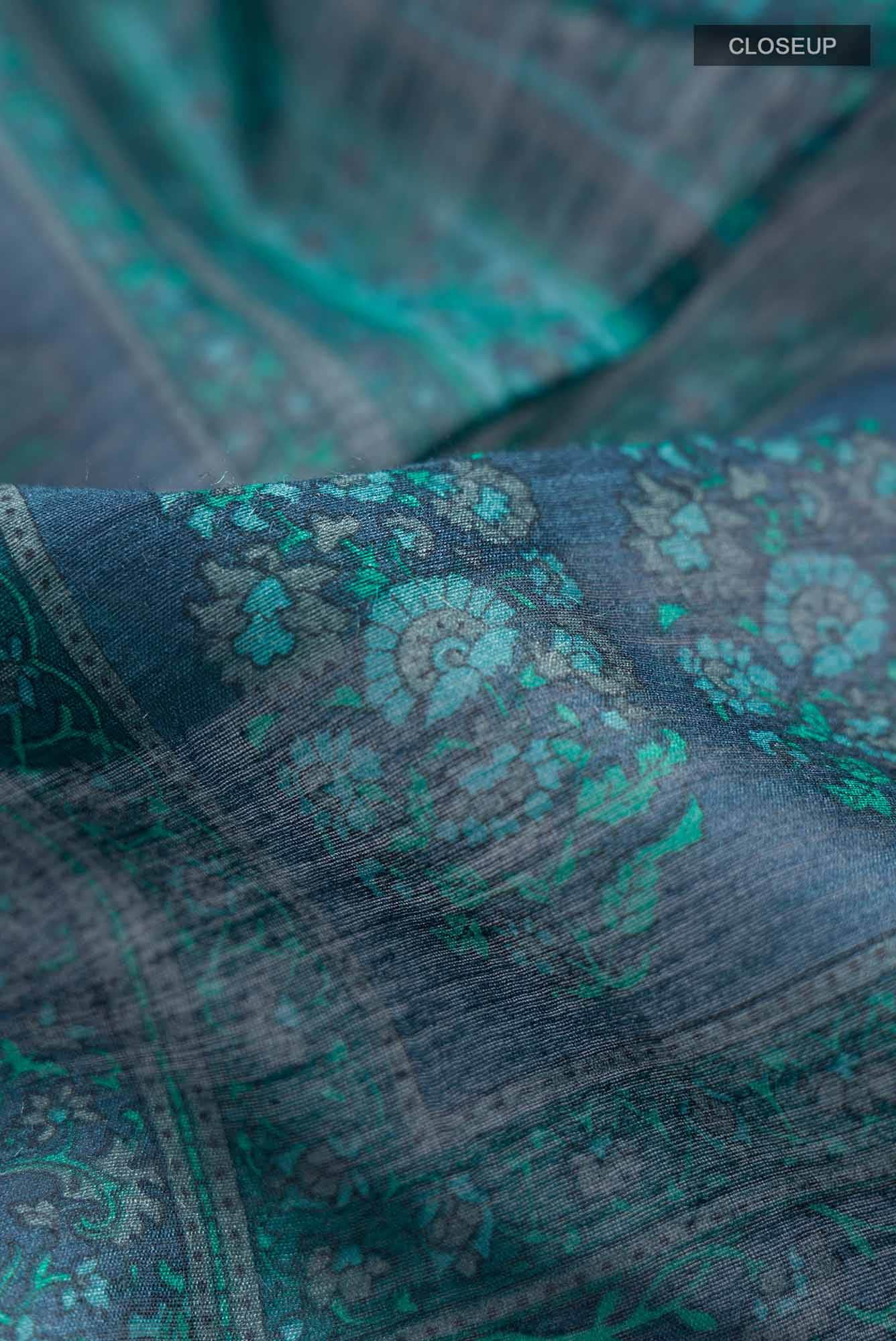 Blue Bhagalpuri Tussar Silk Saree