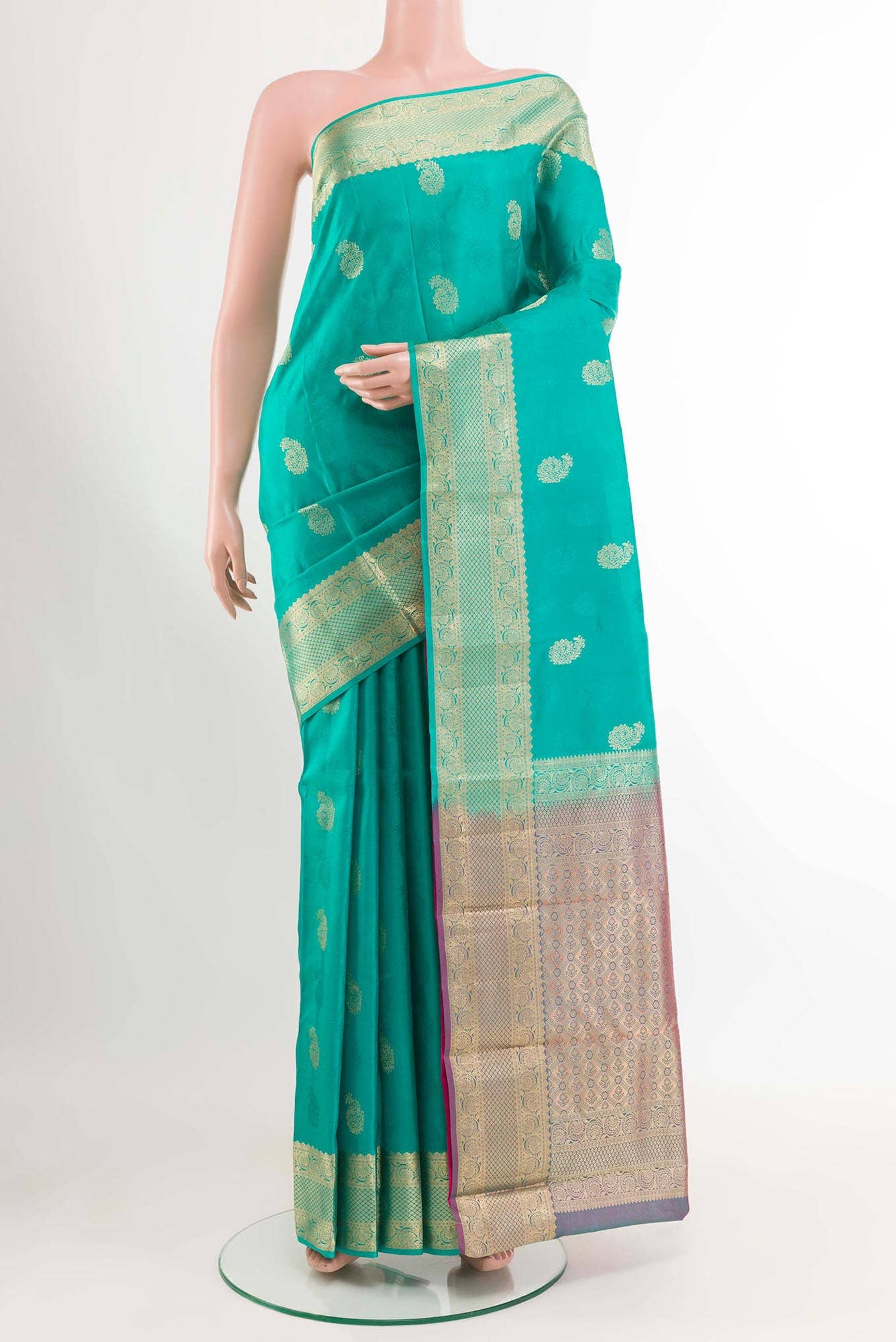 Sea Green Kanchipuram Silk Saree