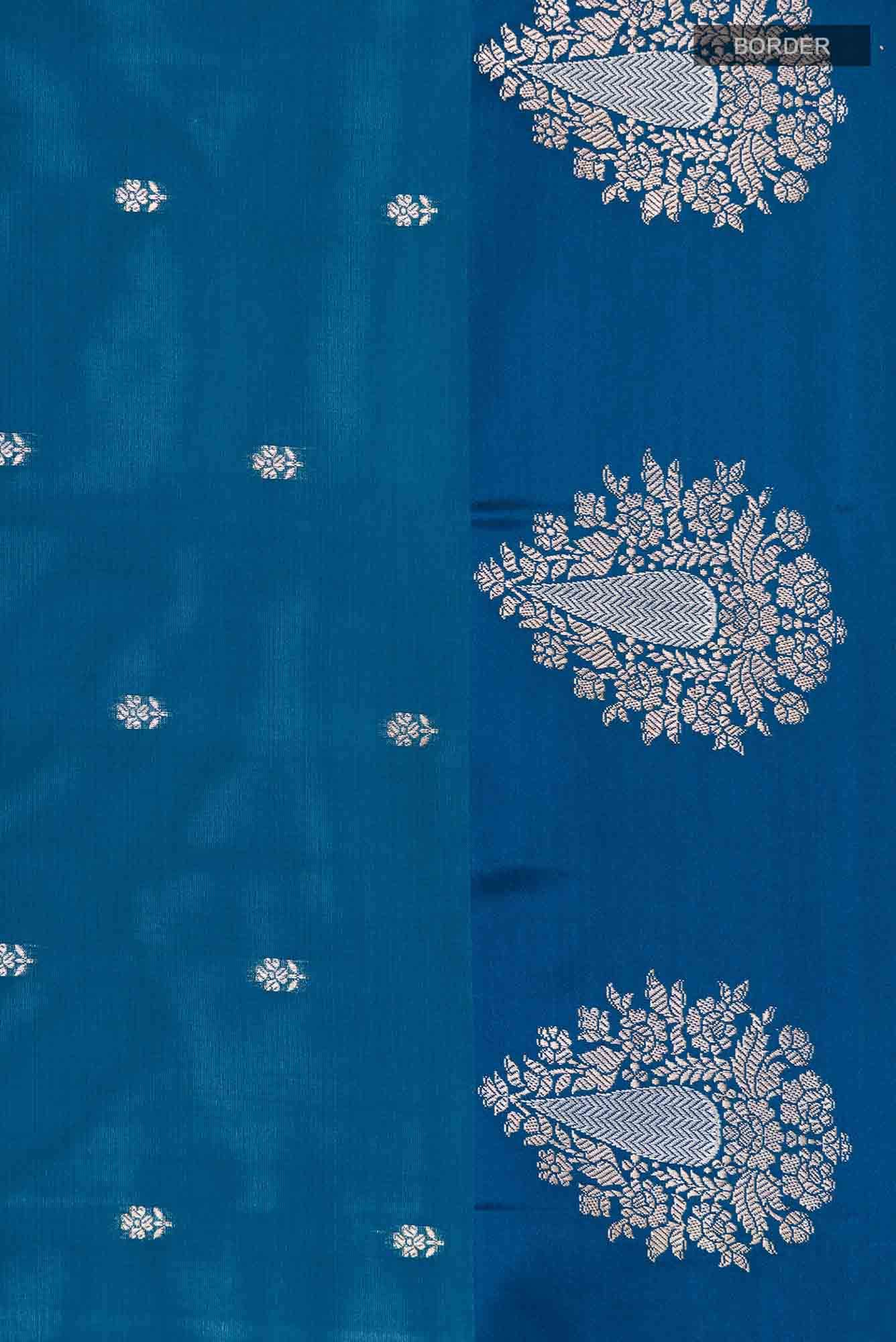 Blue Blended Banarasi Silk Saree