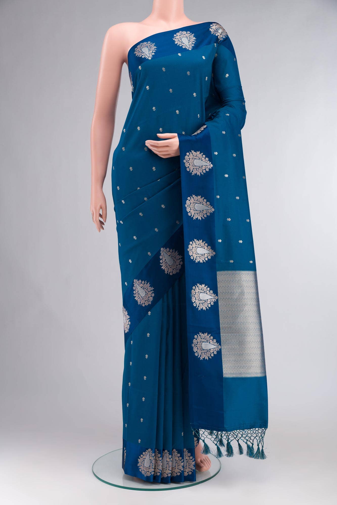 Blue Blended Banarasi Silk Saree