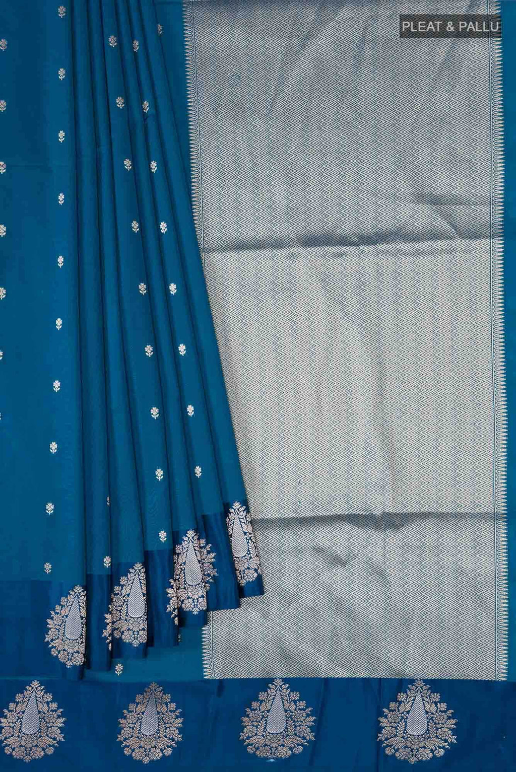 Blue Blended Banarasi Silk Saree