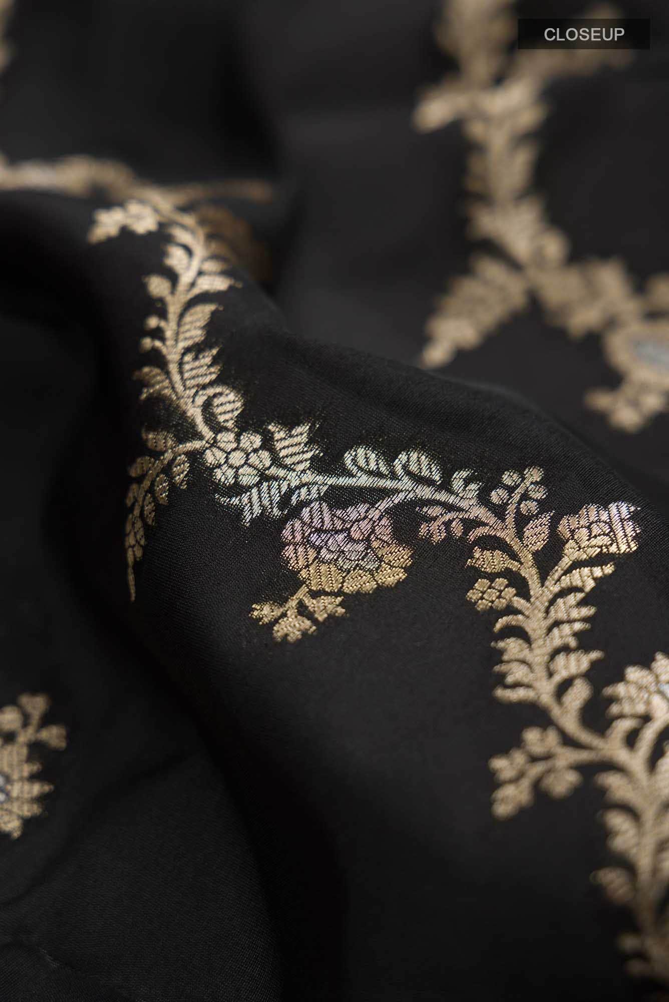 Black Blended Banarasi Silk Saree