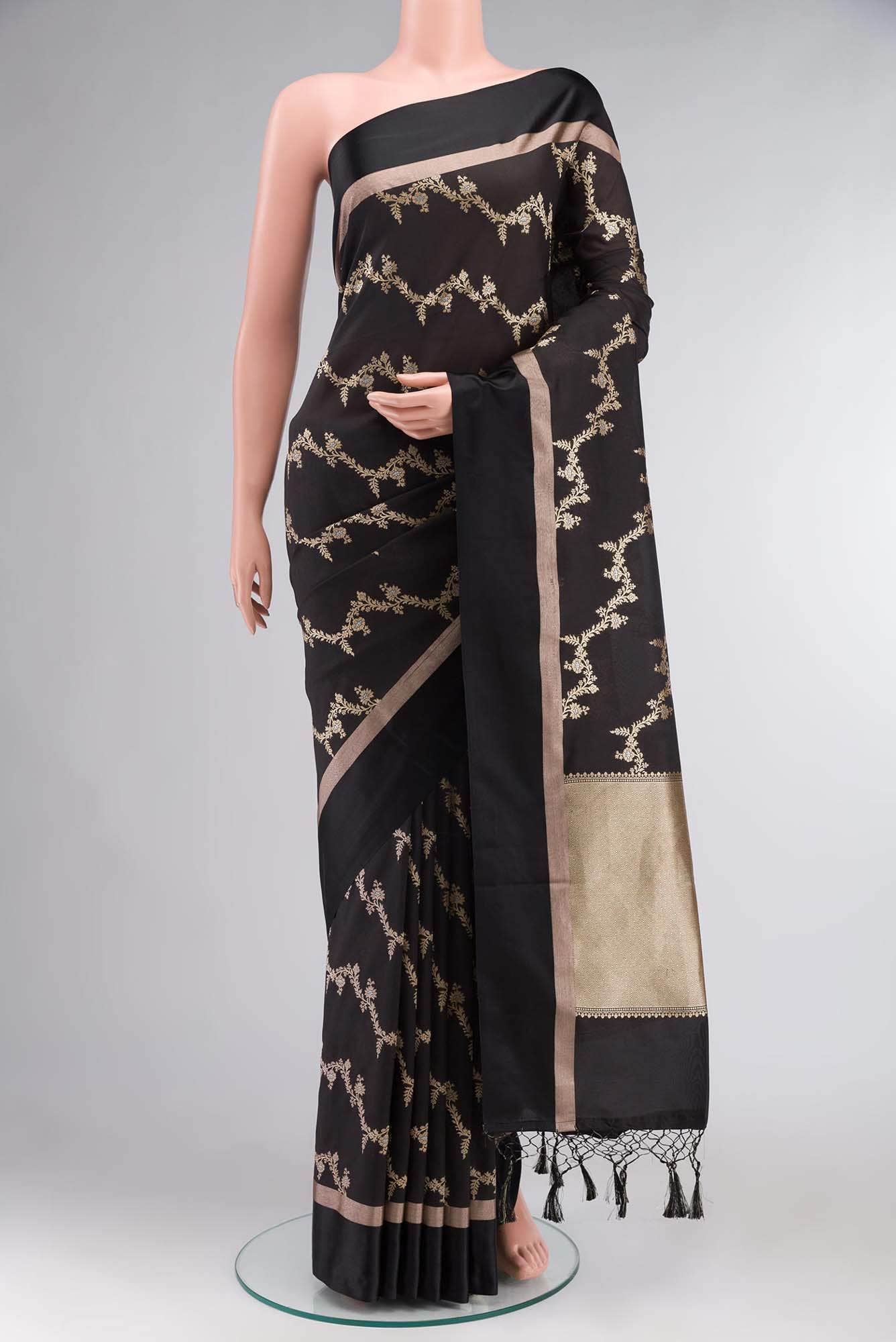 Black Blended Banarasi Silk Saree