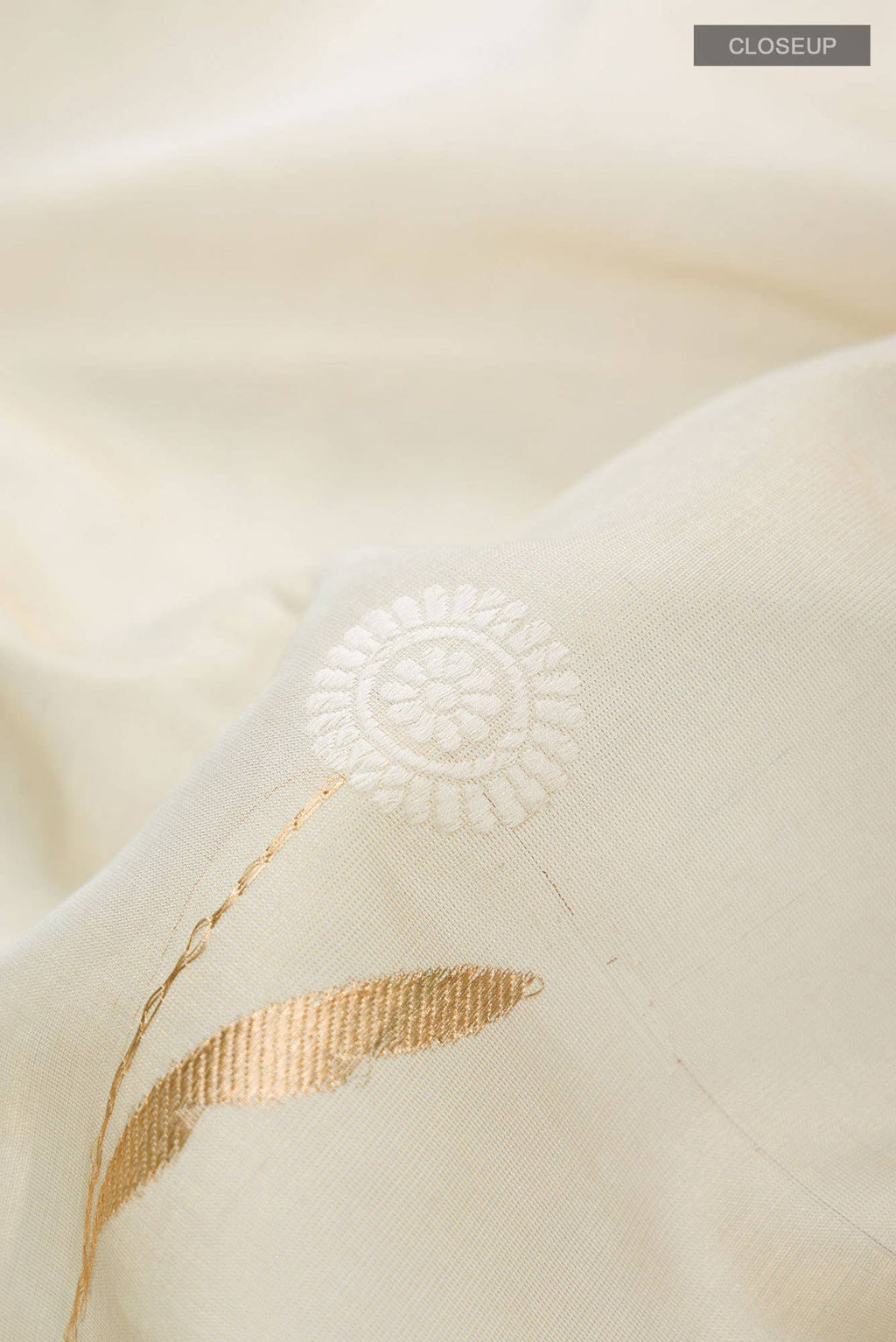 Beige Chanderi Silk Saree