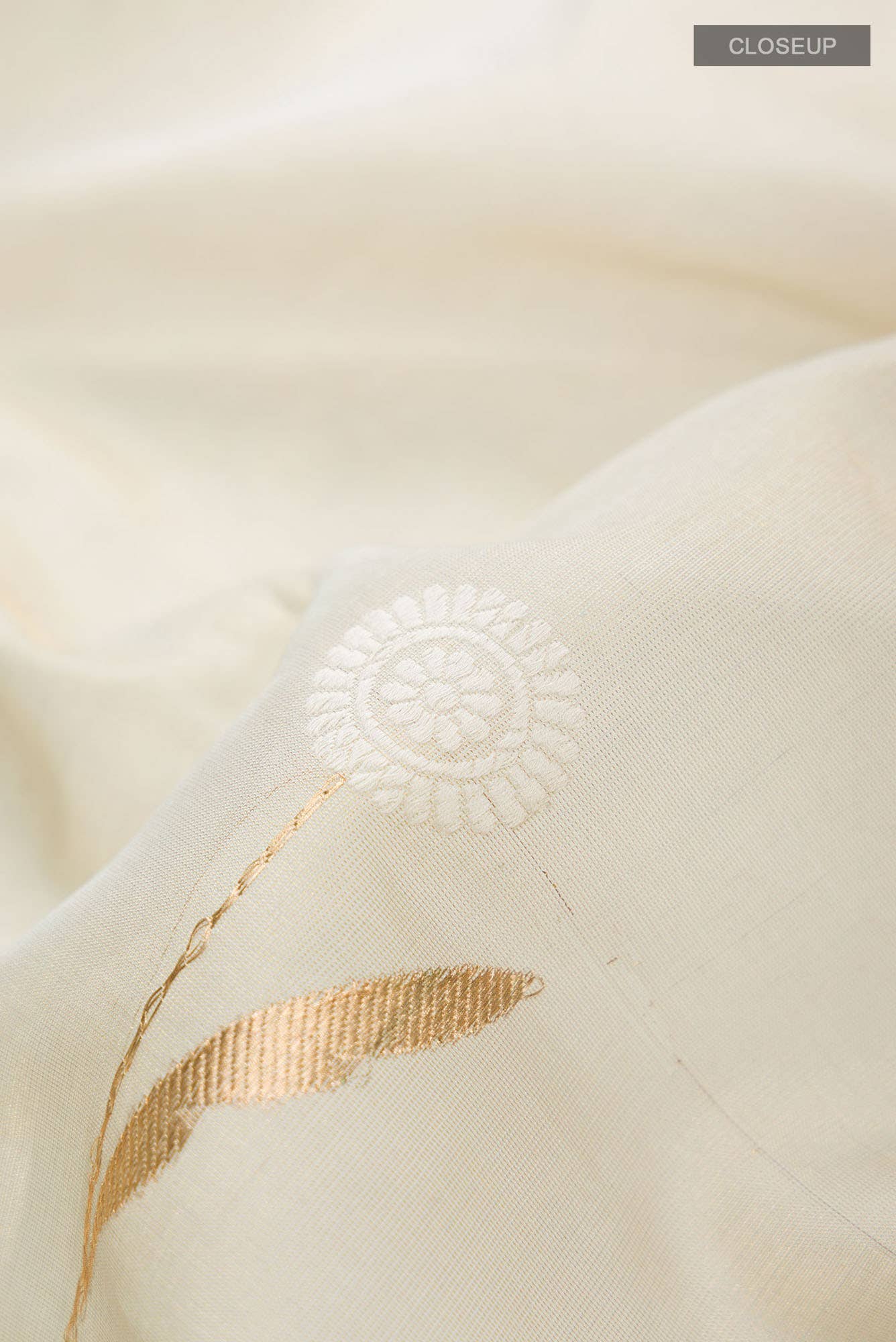 Beige Chanderi Silk Saree