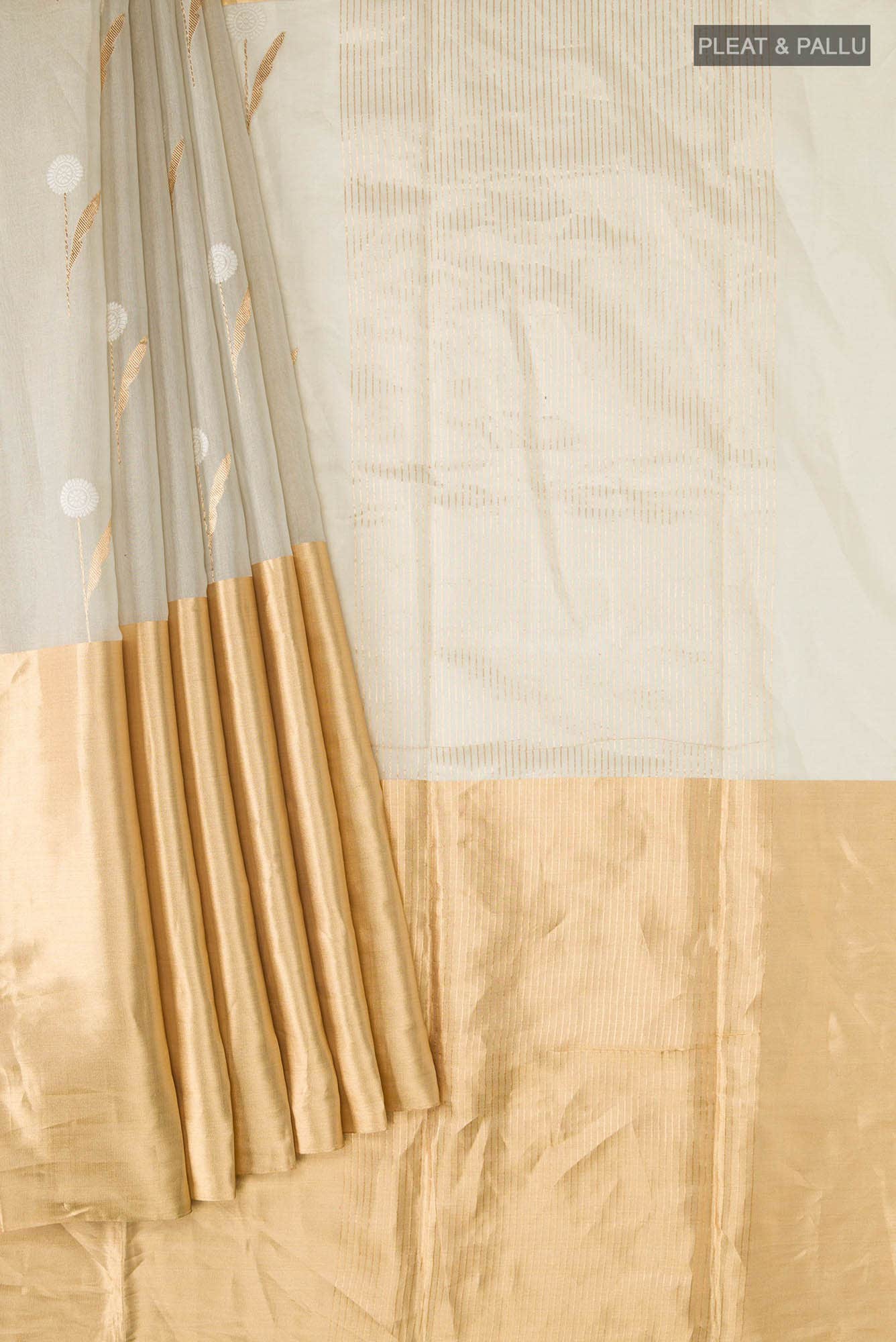 Beige Chanderi Silk Saree