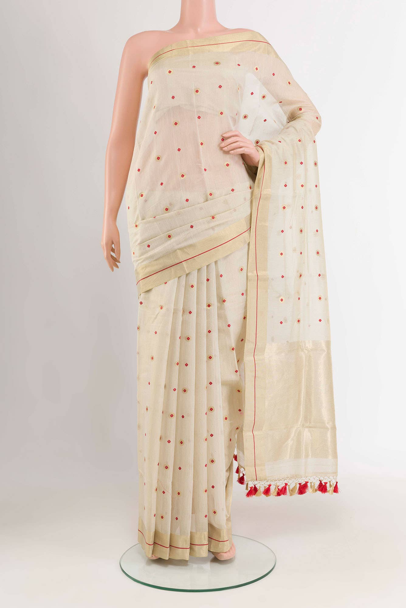Beige Banarasi Tissue Silk Saree