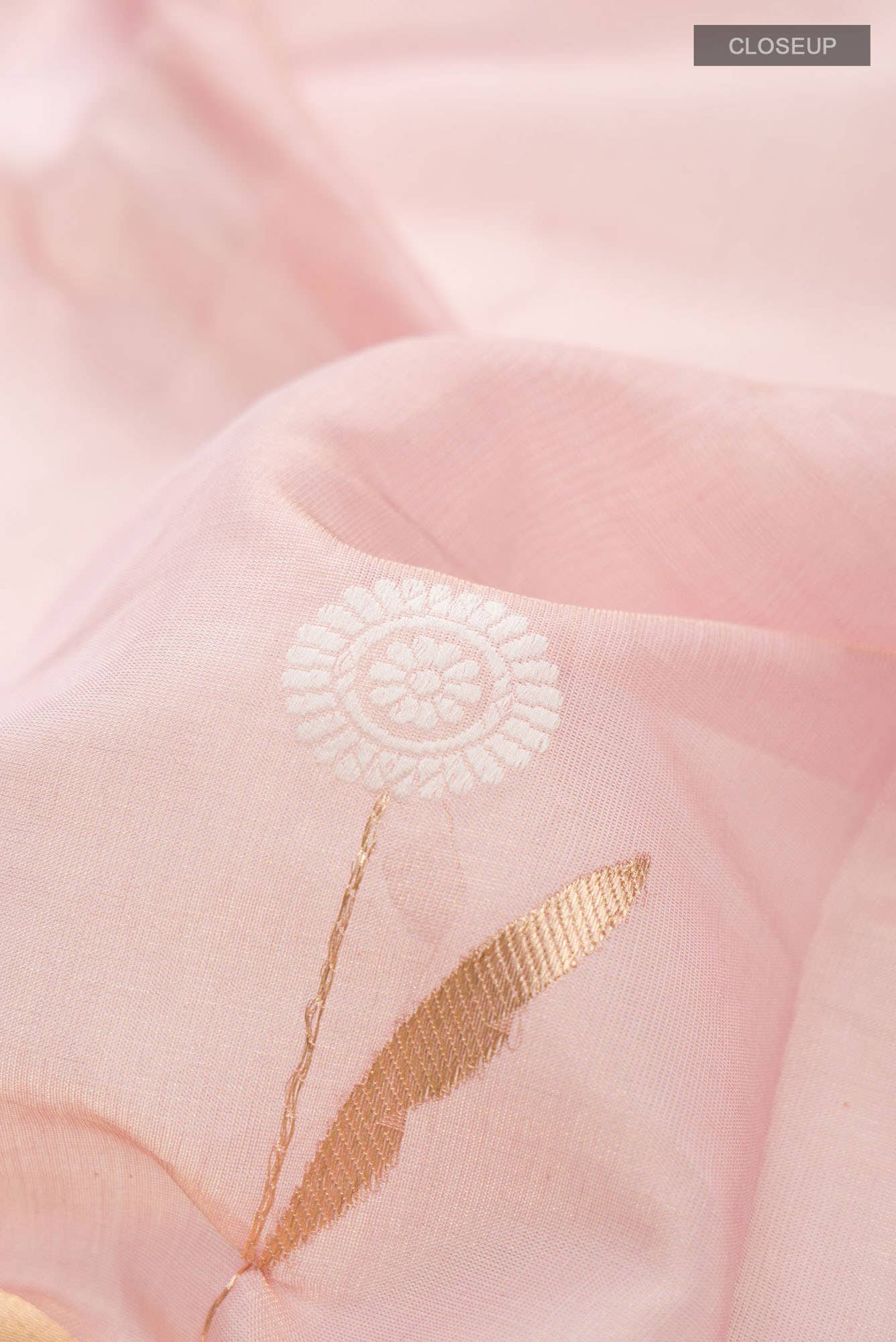 Rose Gold Chanderi Silk Saree