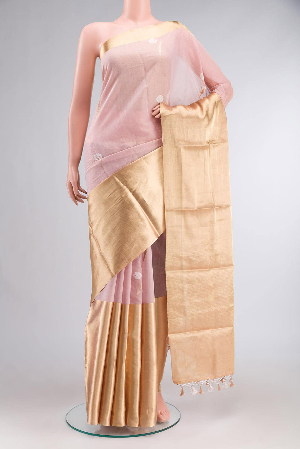 Rose Gold Chanderi Silk Saree