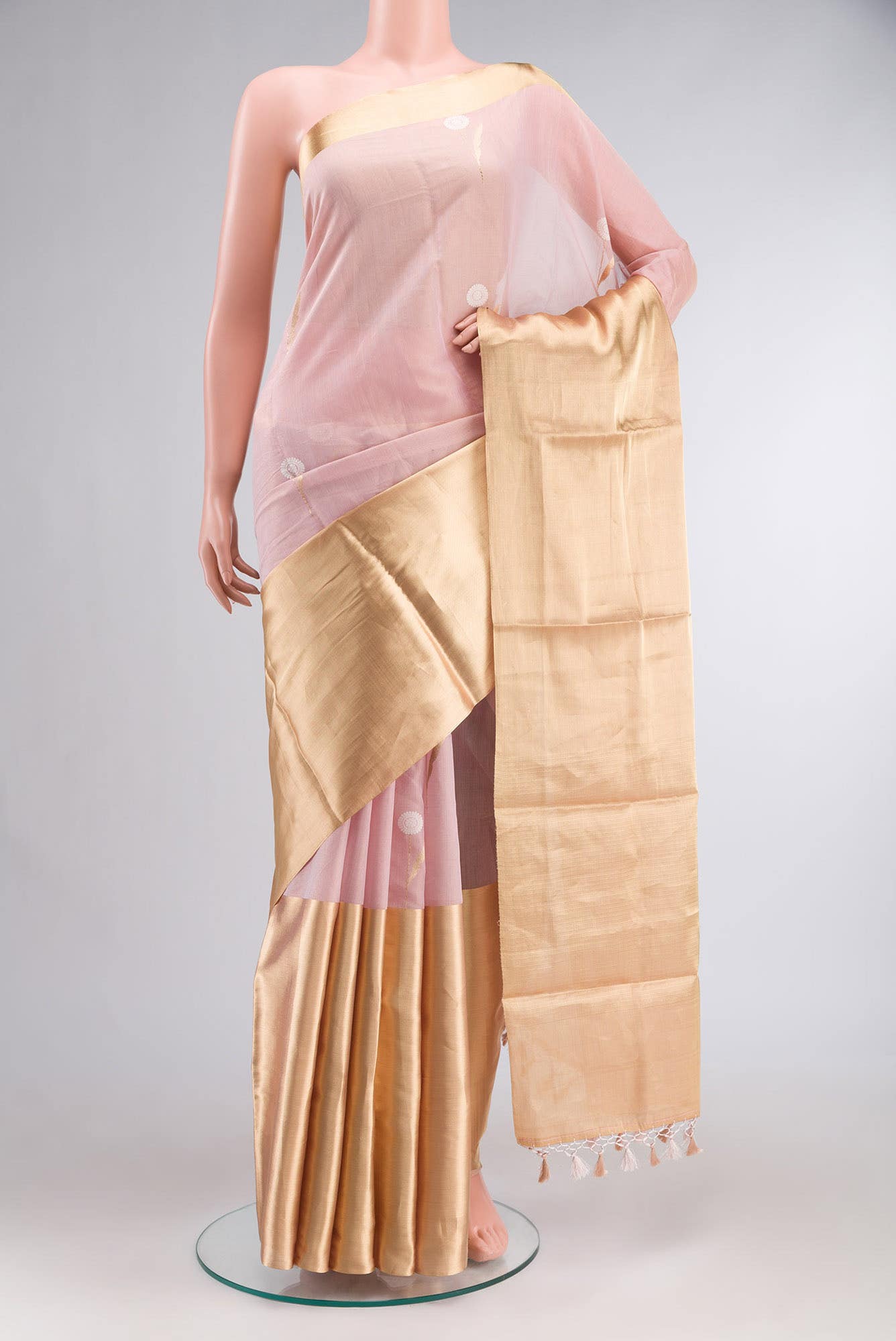 Rose Gold Chanderi Silk Saree