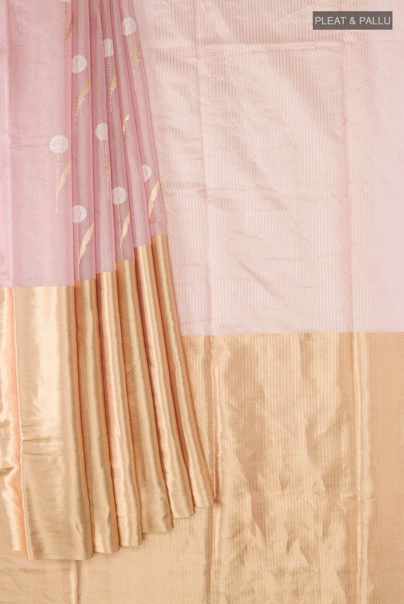 Rose Gold Chanderi Silk Saree