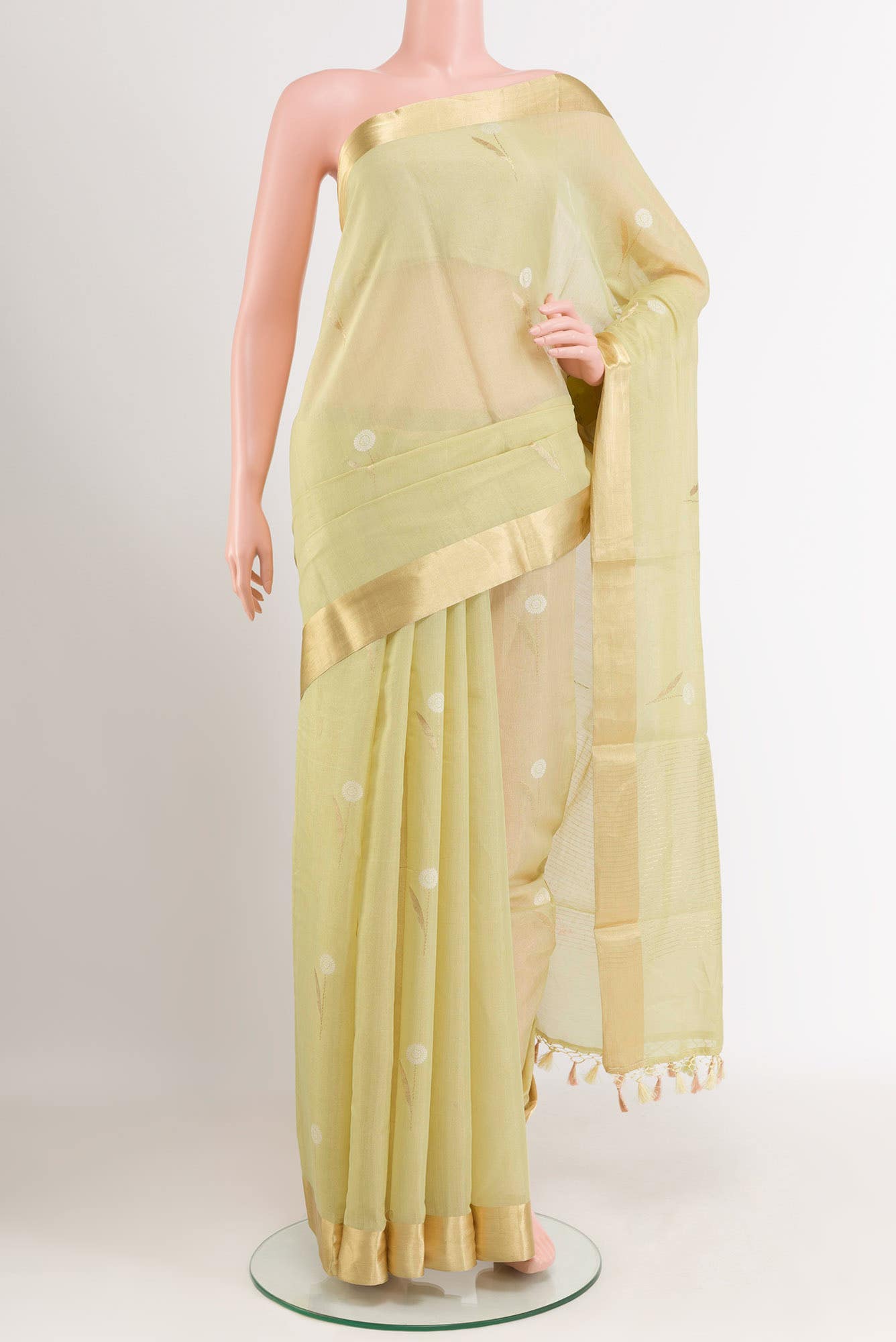 Beige Banarasi Tissue Silk Saree