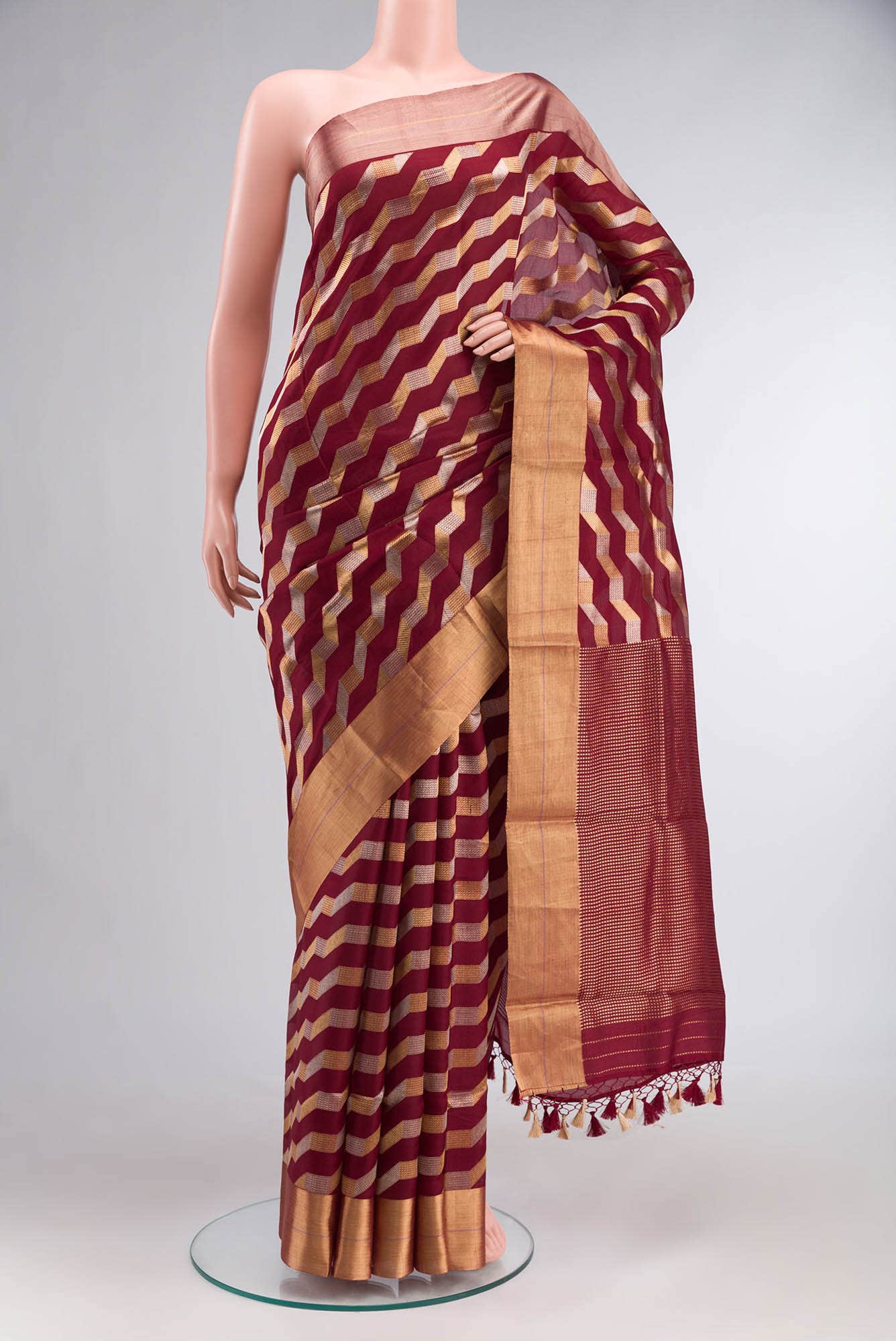 Maroon Chanderi Silk Saree