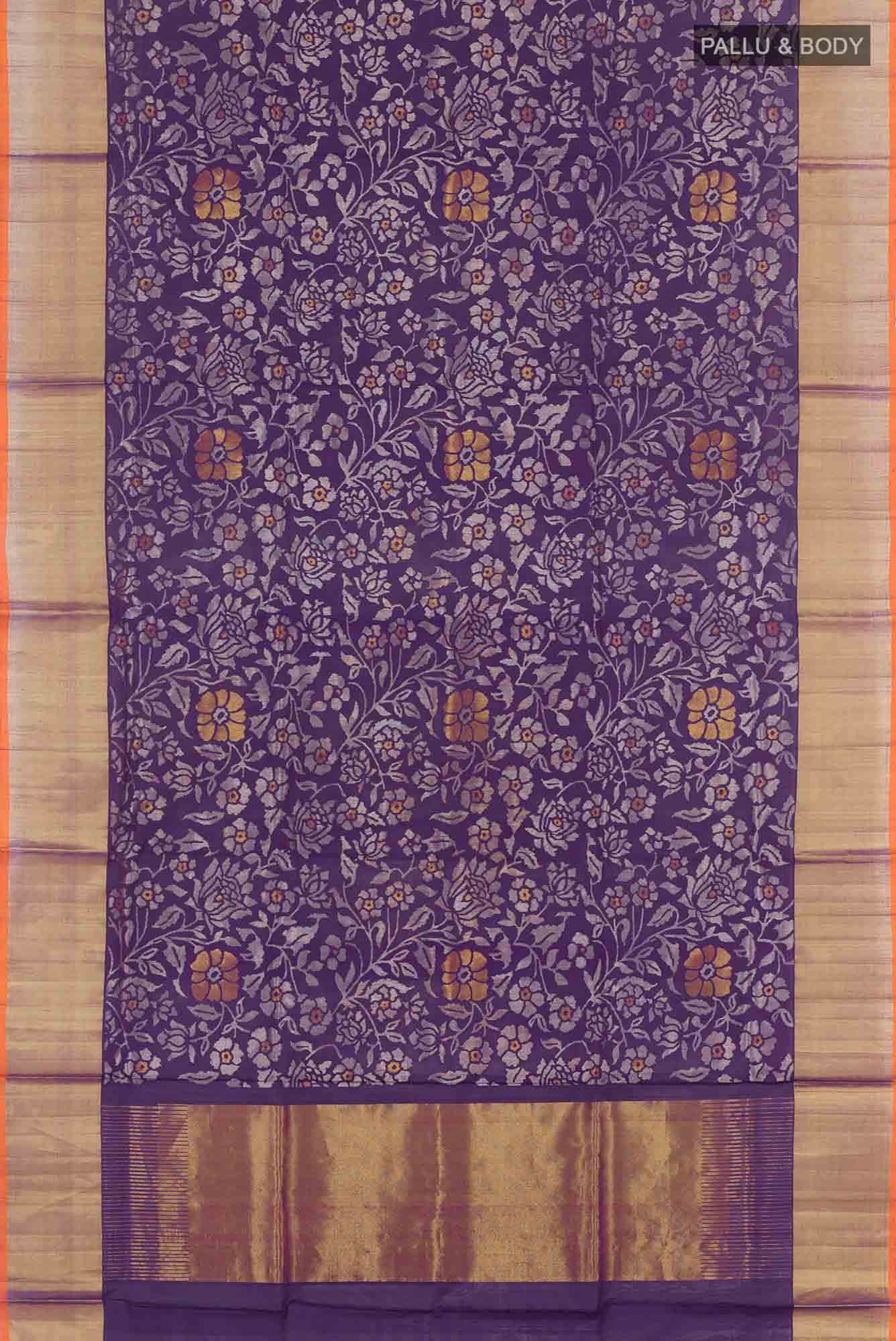 Pure Silk Pure Zari Purple Uppada Saree