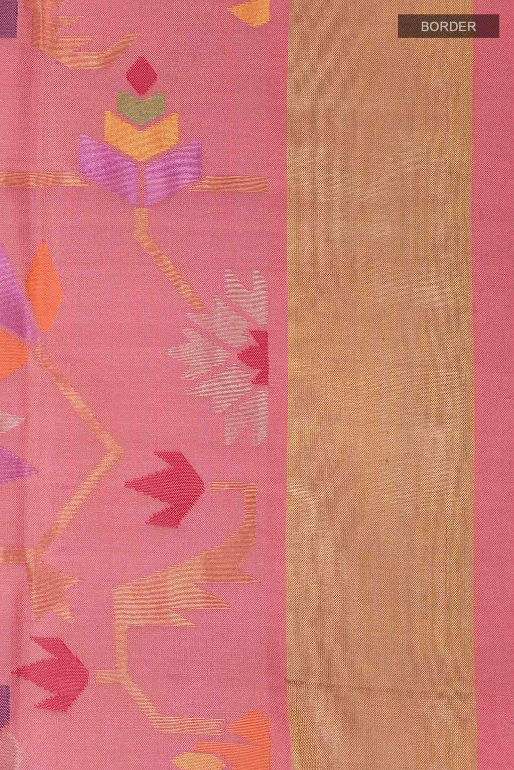 Pure Silk Pure Zari Pink Uppada Saree