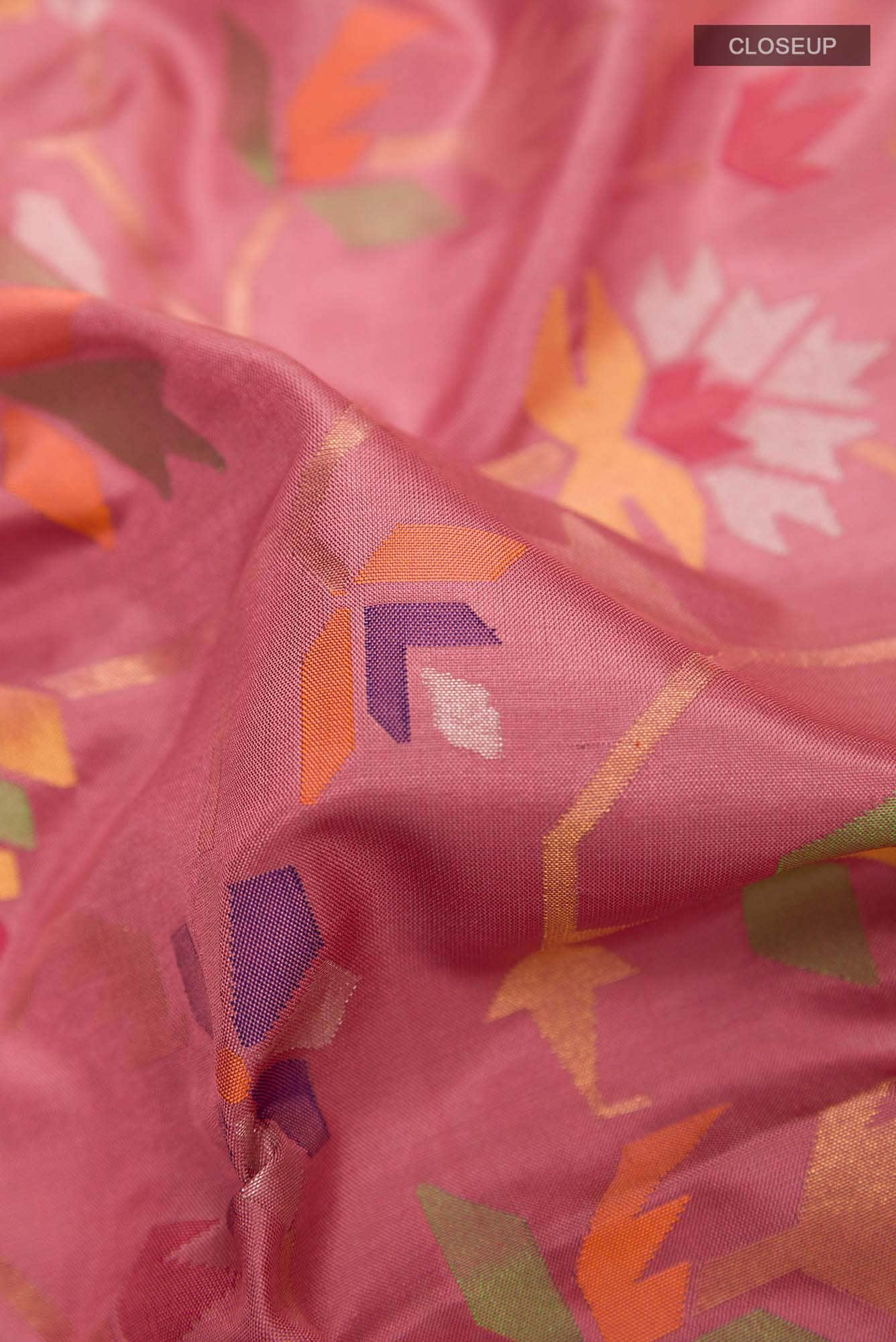 Pure Silk Pure Zari Pink Uppada Saree