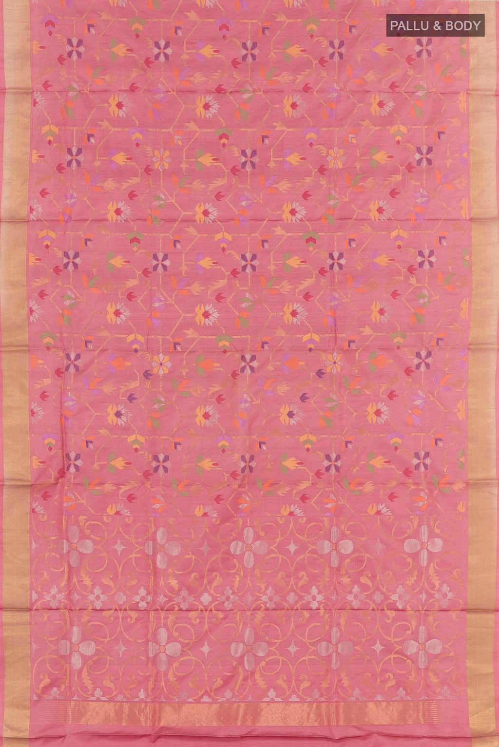 Pure Silk Pure Zari Pink Uppada Saree