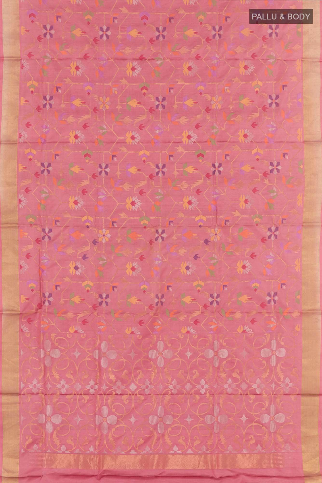 Pure Silk Pure Zari Pink Uppada Saree