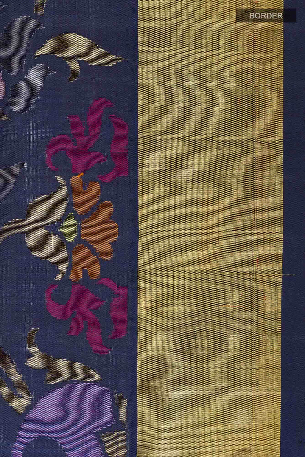 Pure Silk Pure Zari Navy Blue Uppada Saree
