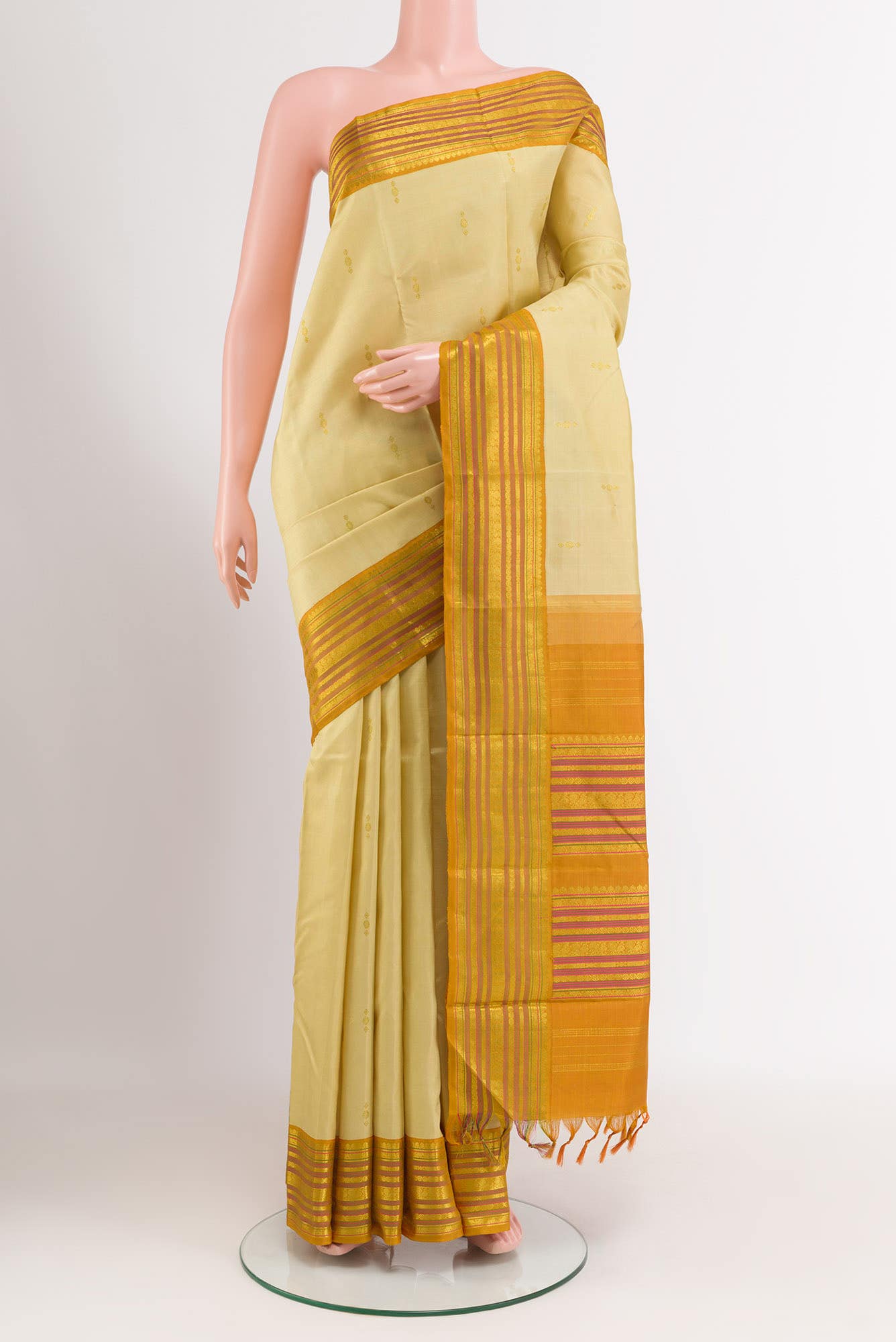 Beige Kanchipuram Silk Saree