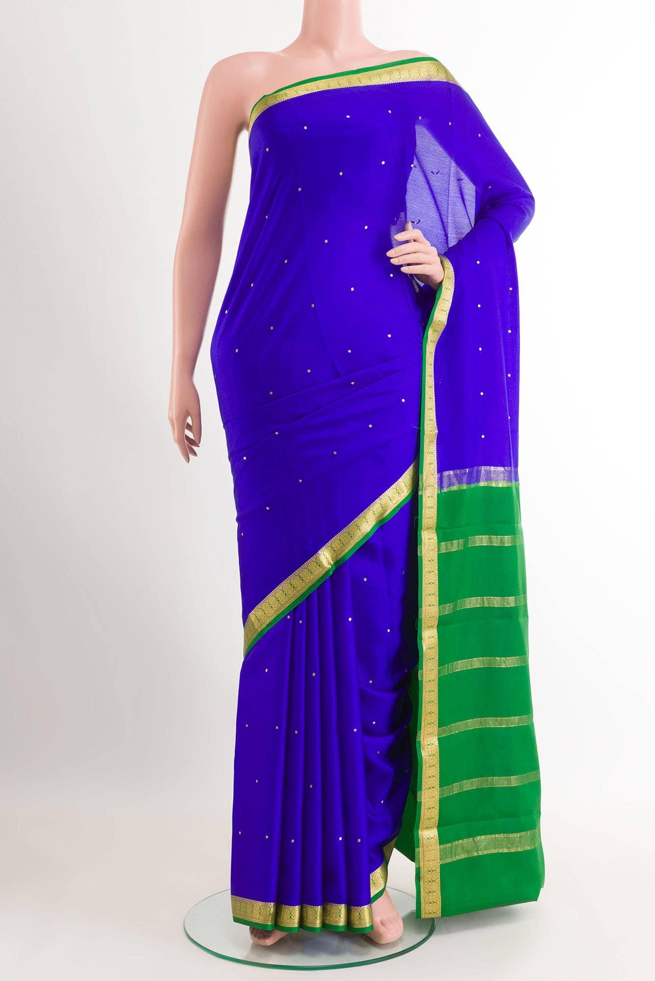 Blue Mysore Crepe Saree