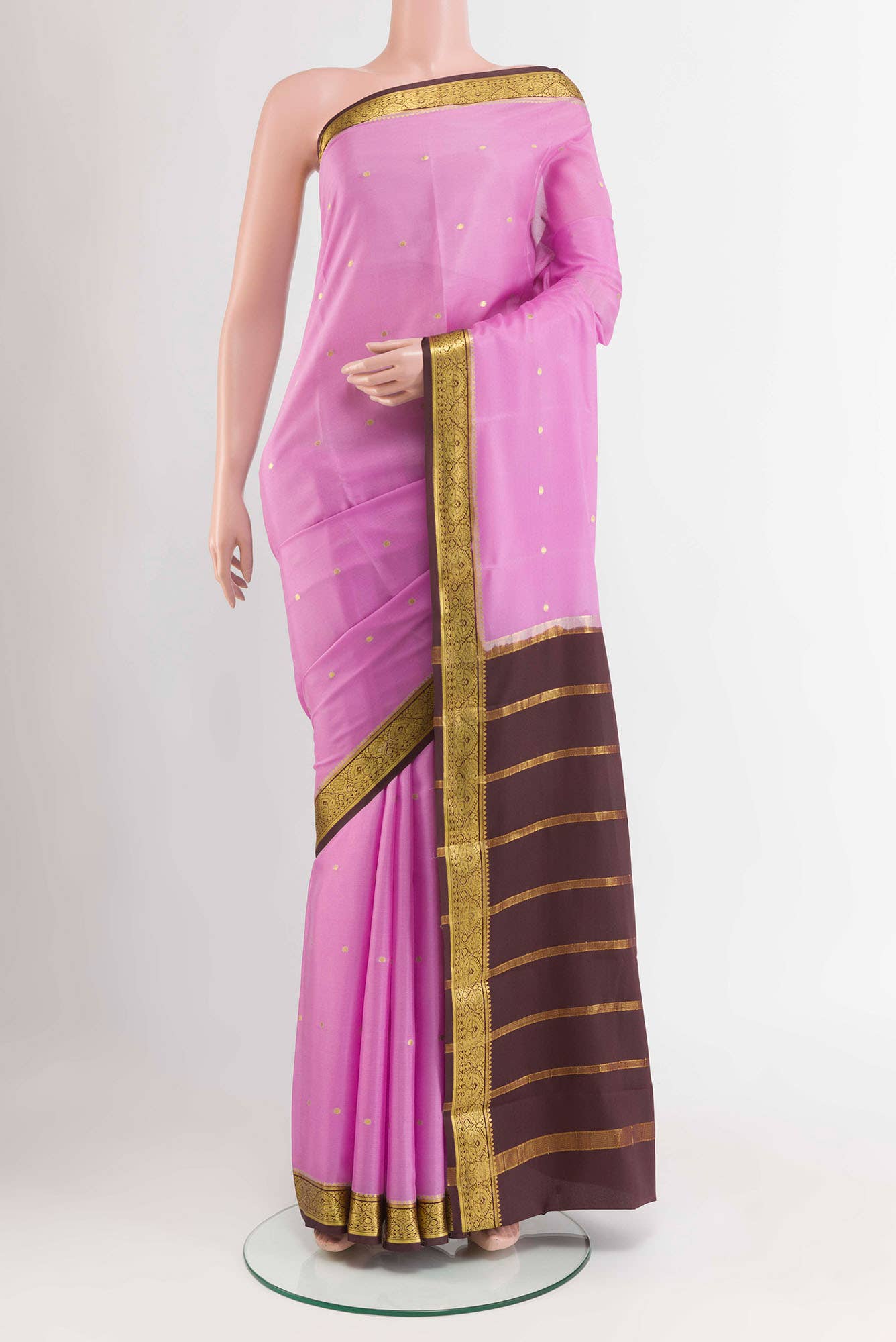 Pink Mysore Crepe Saree