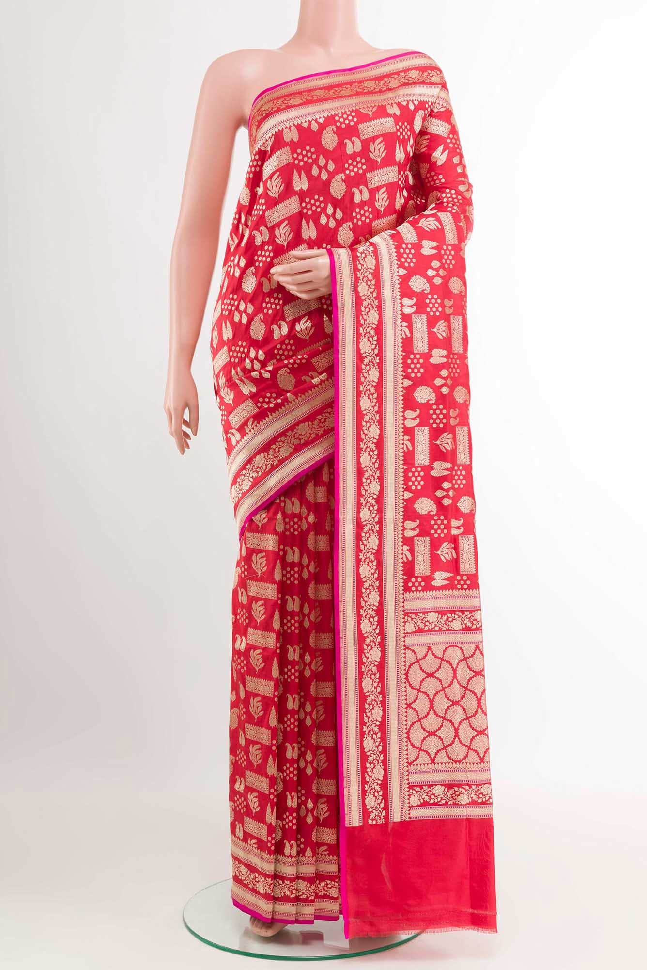 Red Blended Banarasi Silk Saree