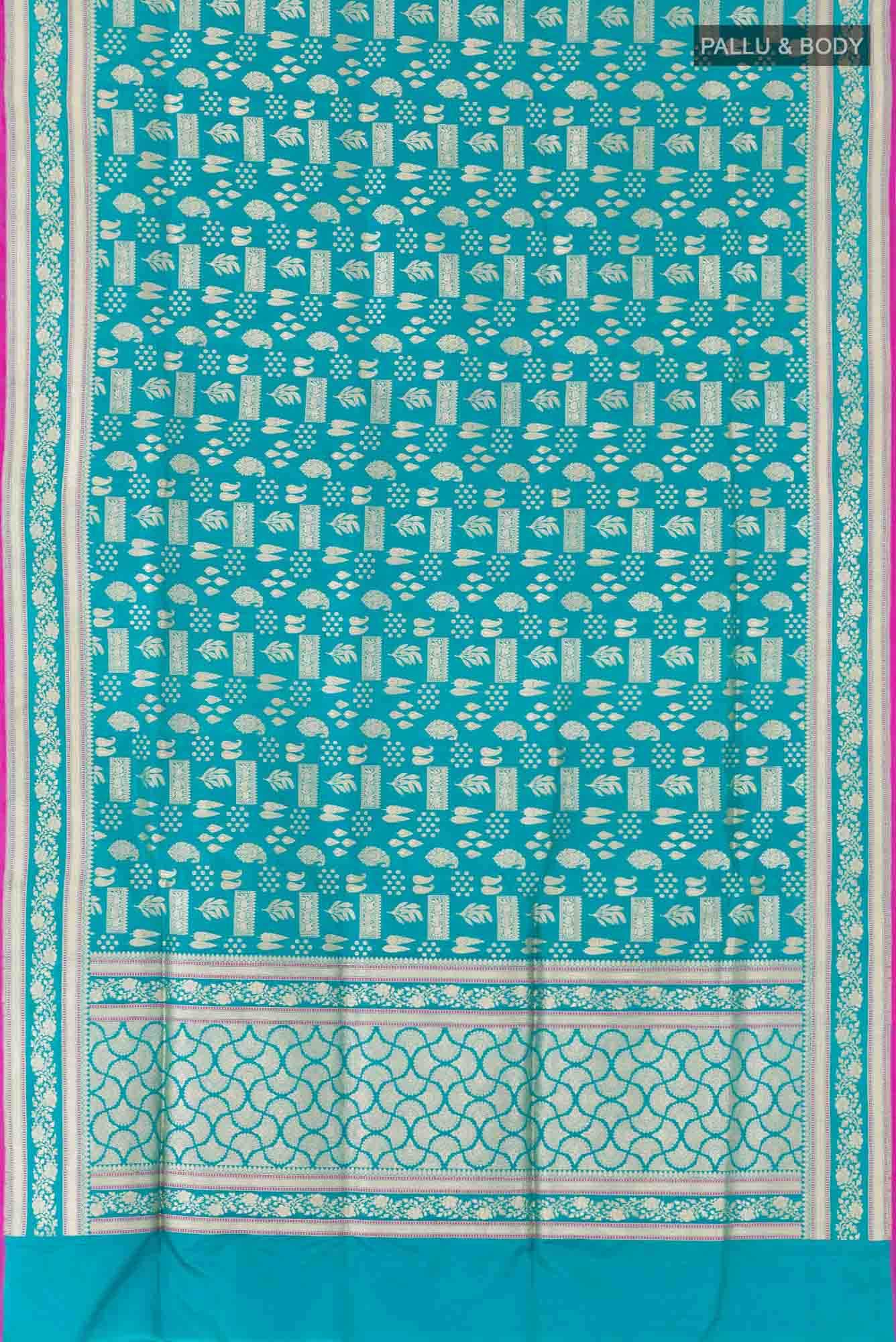 Blue Blended Banarasi Silk Saree