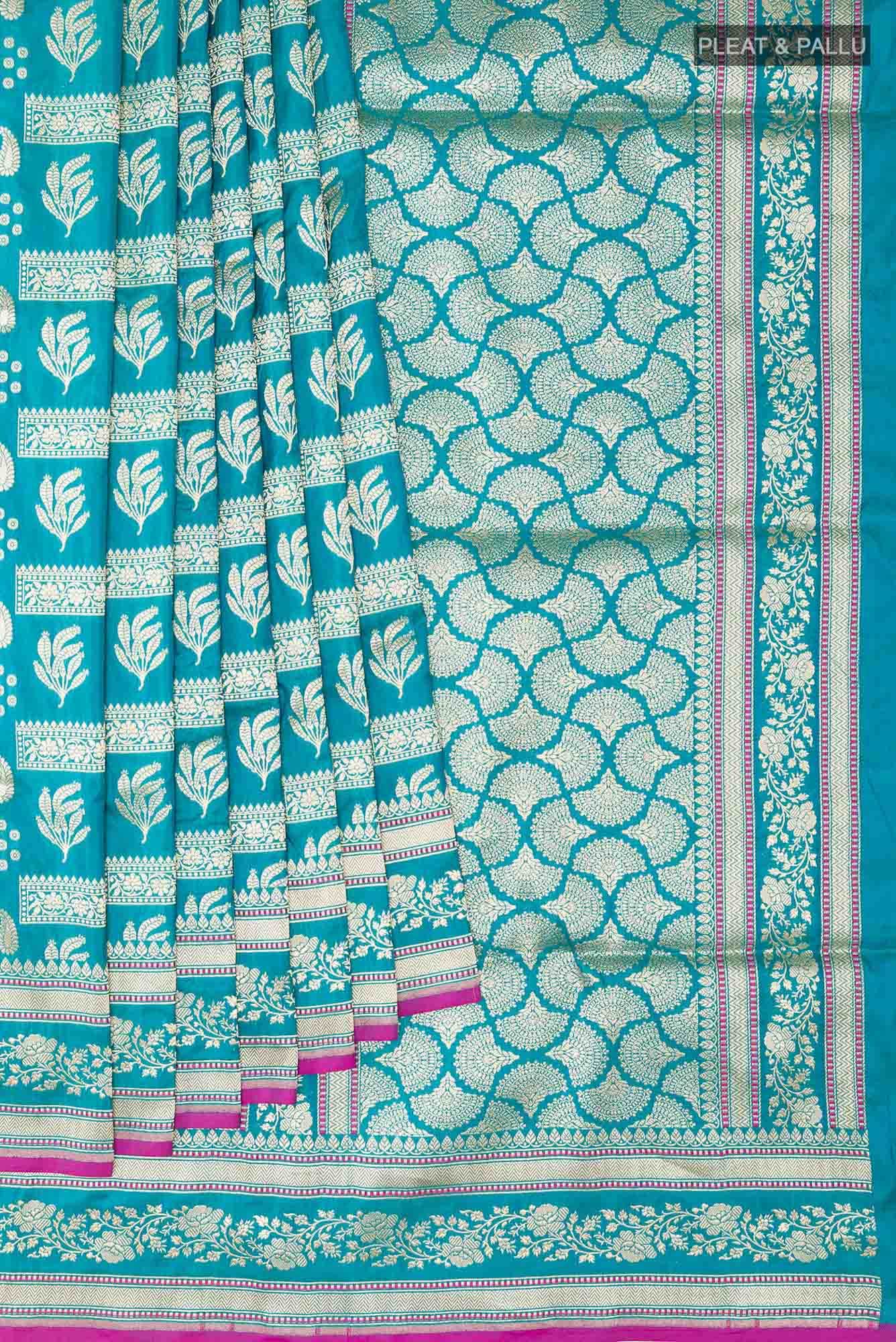 Blue Blended Banarasi Silk Saree
