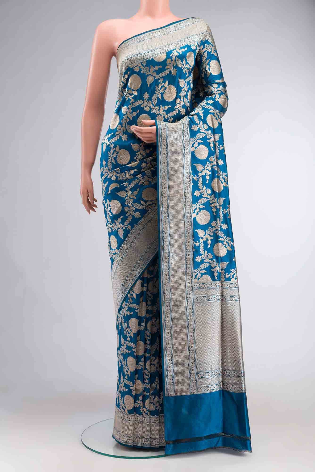 Blue Banarasi Silk Saree