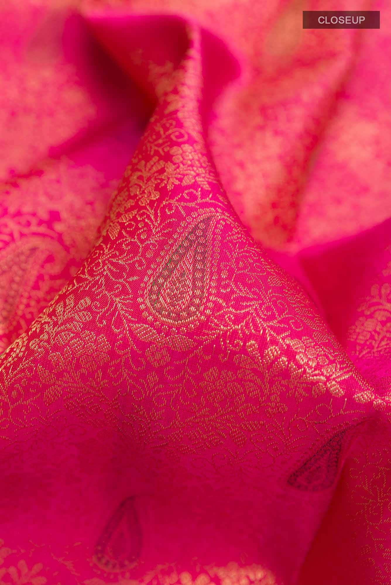 Pure Silk Pure Zari Pink Kanchipuram Saree