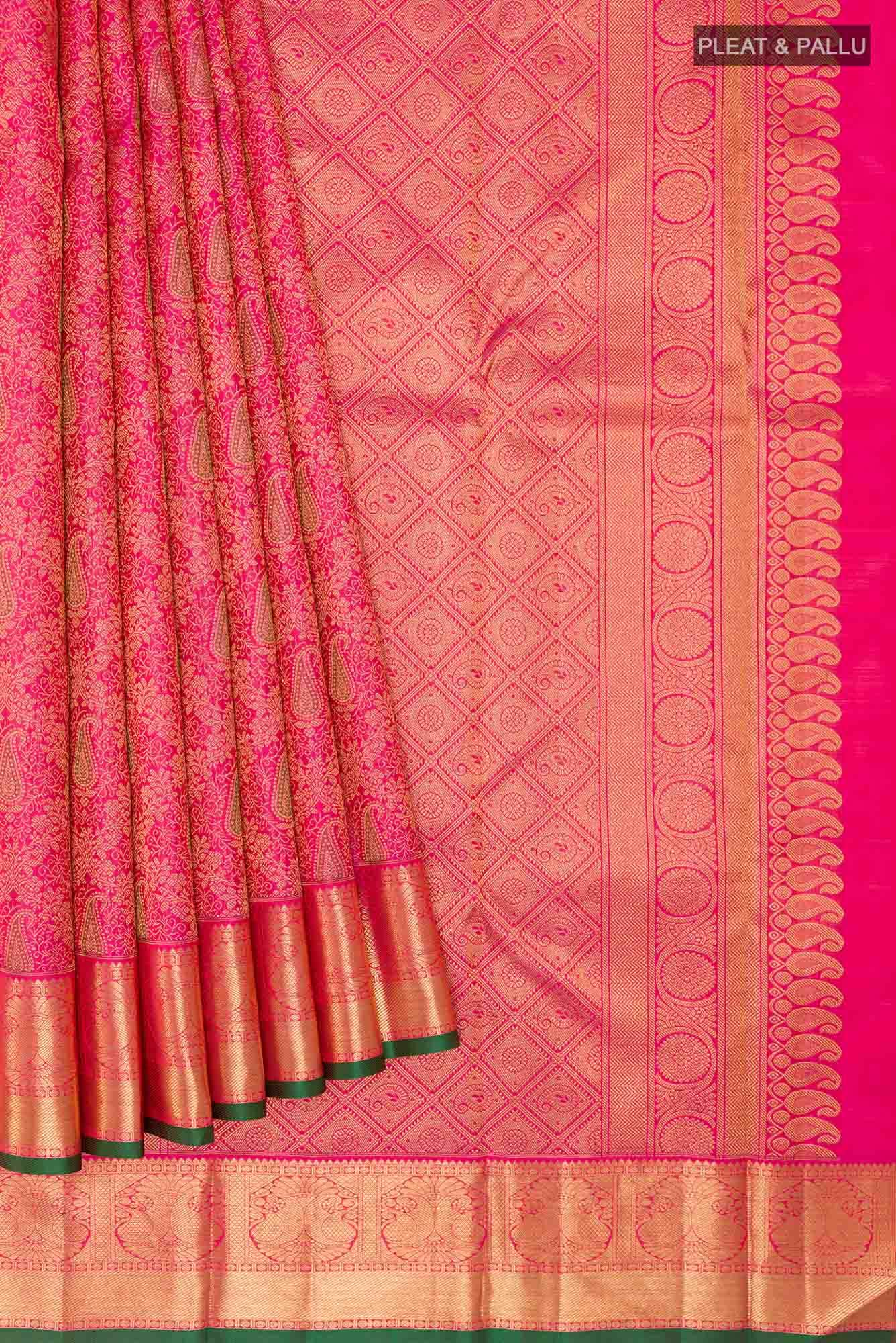 Pure Silk Pure Zari Pink Kanchipuram Saree