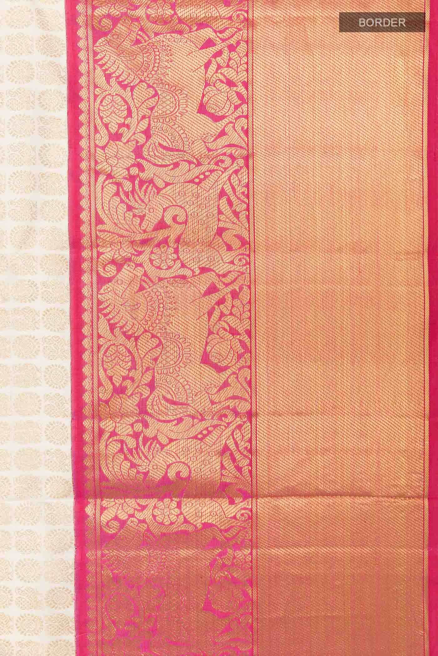 Off White Kanchipuram Silk Saree