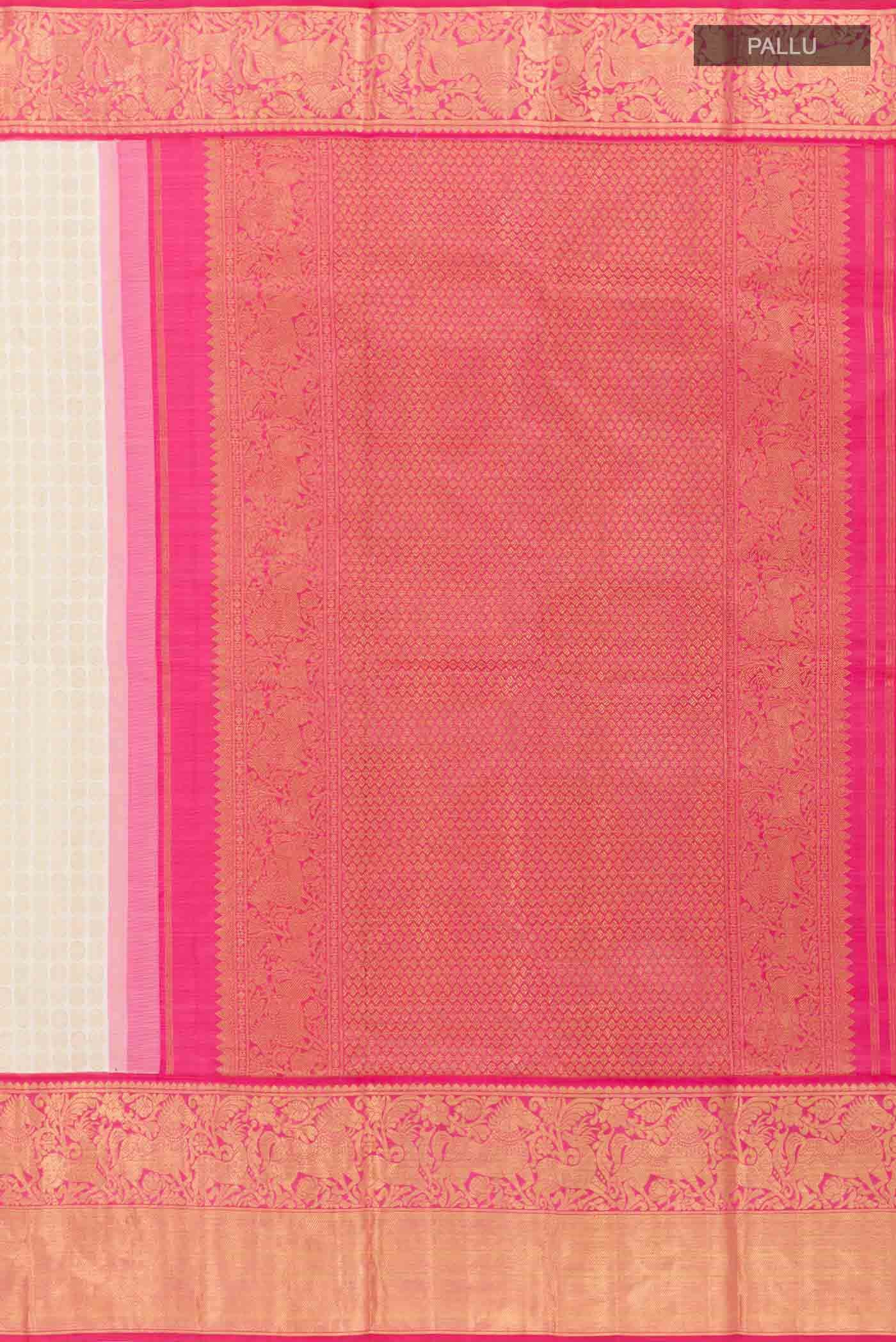Off White Kanchipuram Silk Saree
