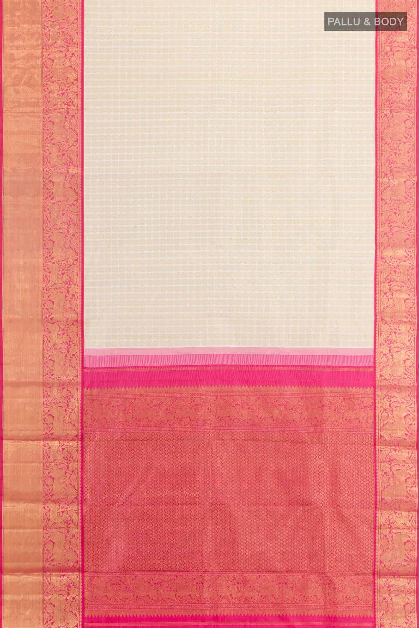 Off White Kanchipuram Silk Saree