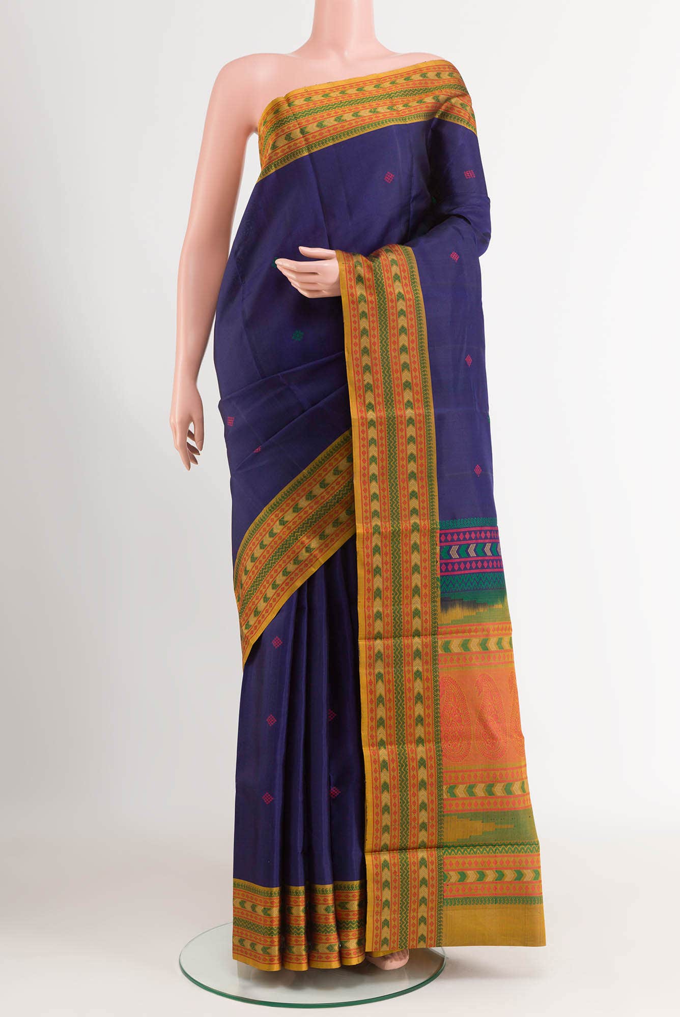 Dark Blue Kanchipuram Silk Saree
