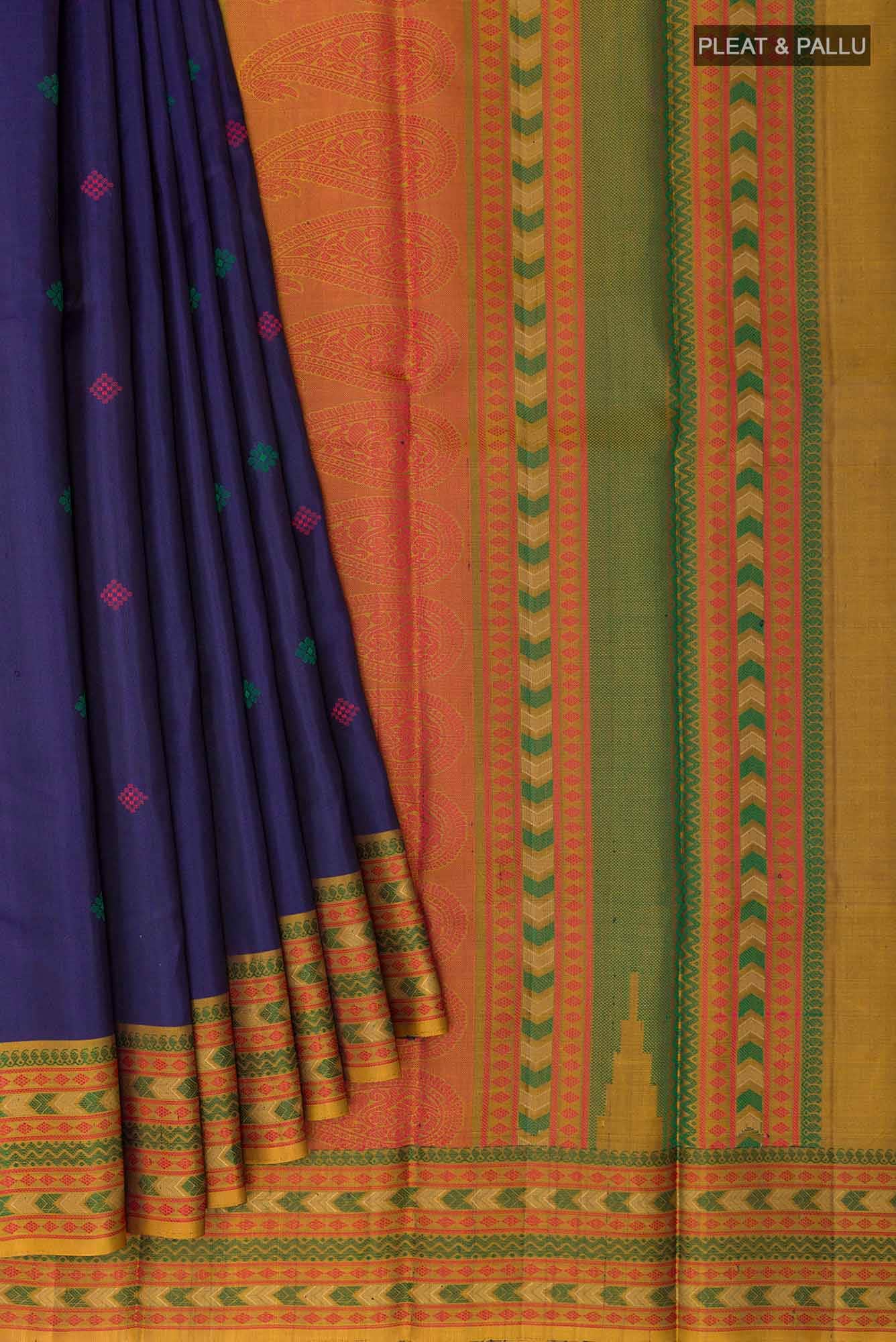 Dark Blue Kanchipuram Silk Saree