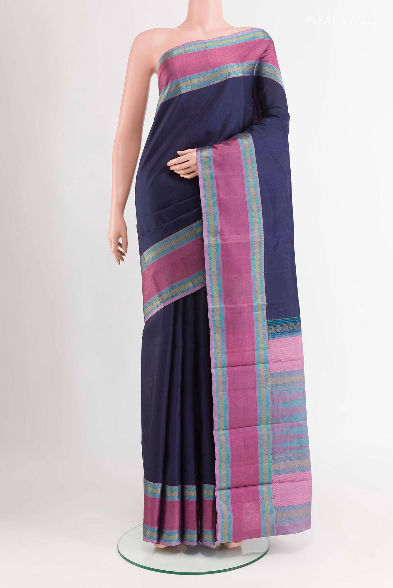 Dark Blue Kanchipuram Silk Saree