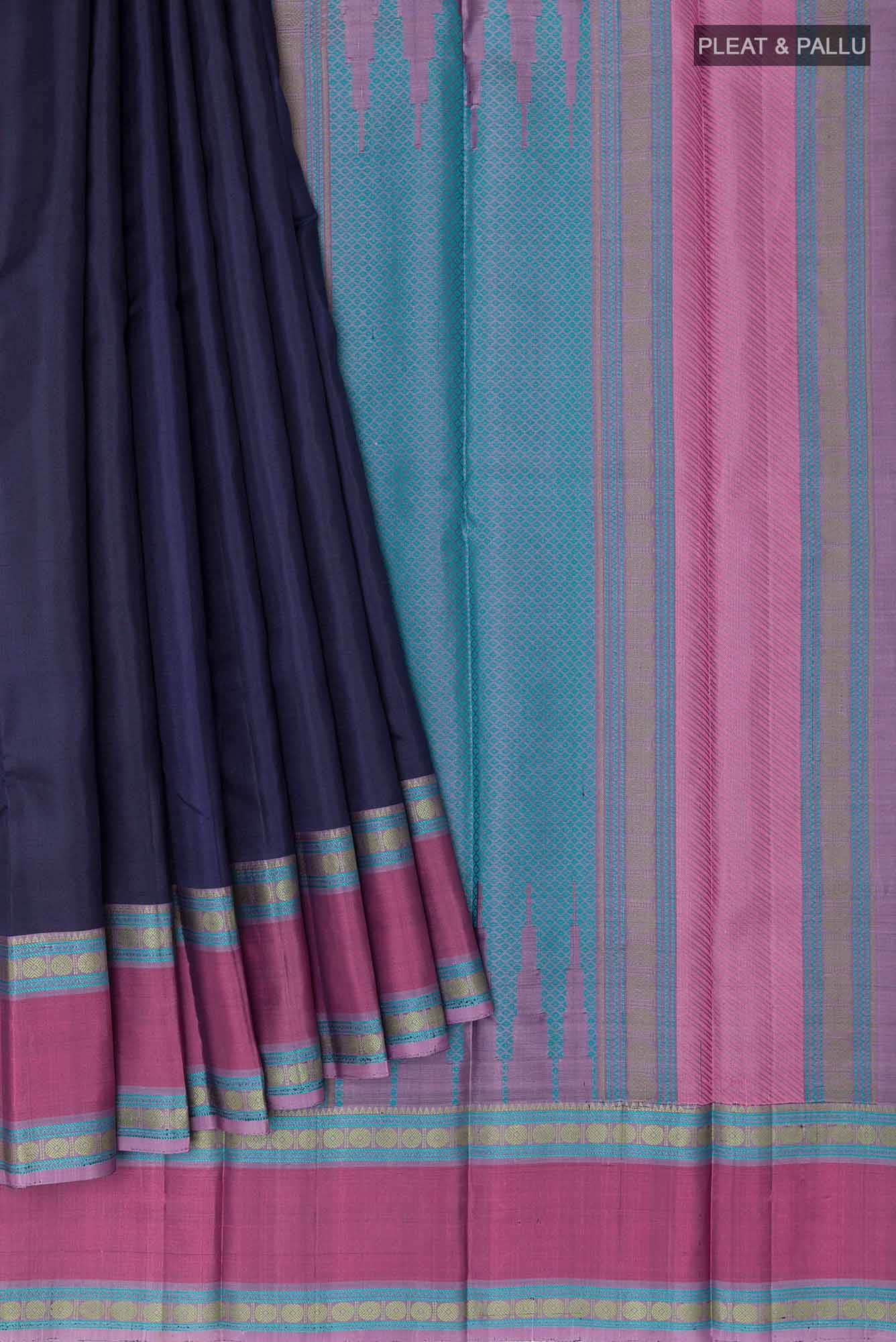Dark Blue Kanchipuram Silk Saree