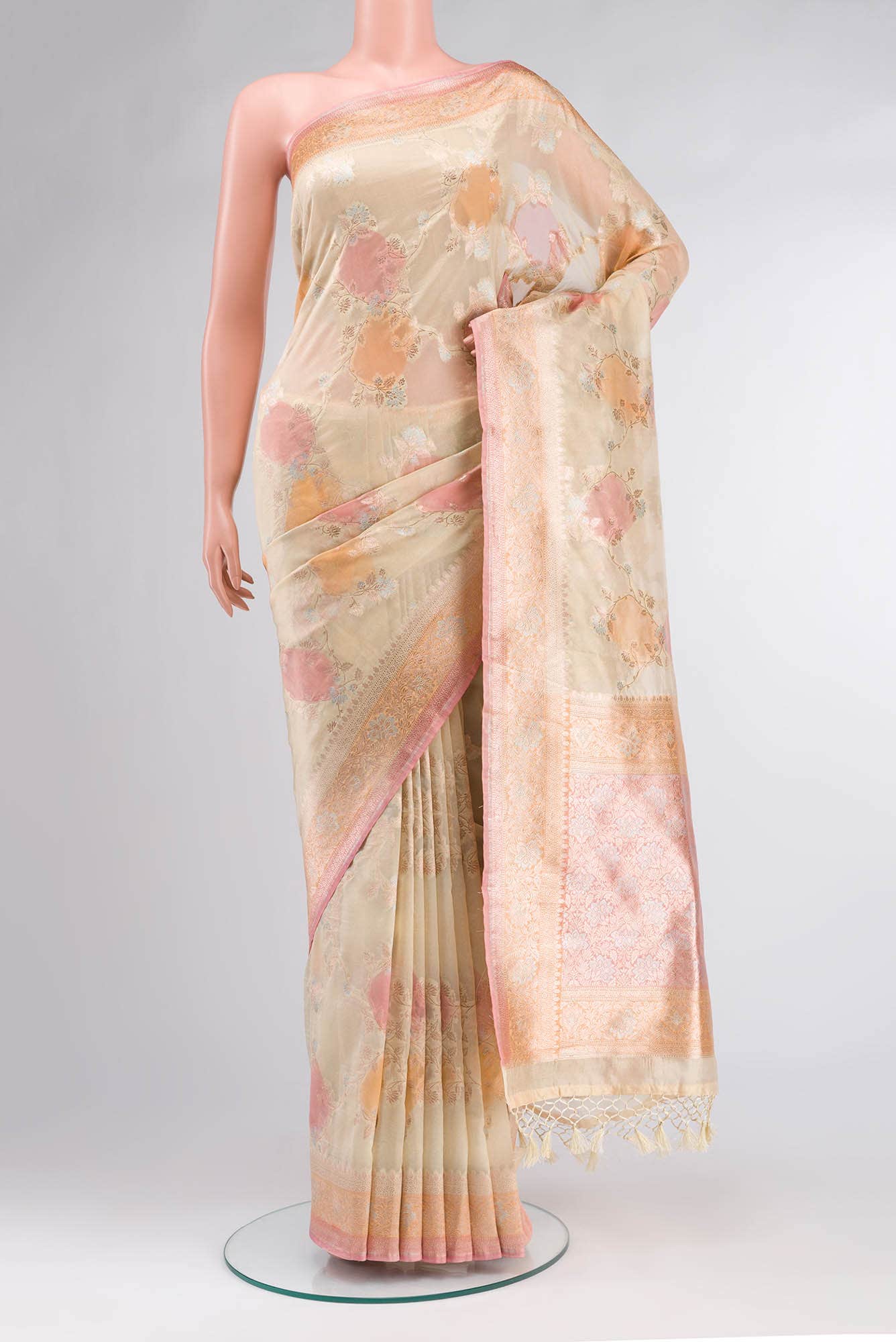 Sandal Blended Organza Silk Saree